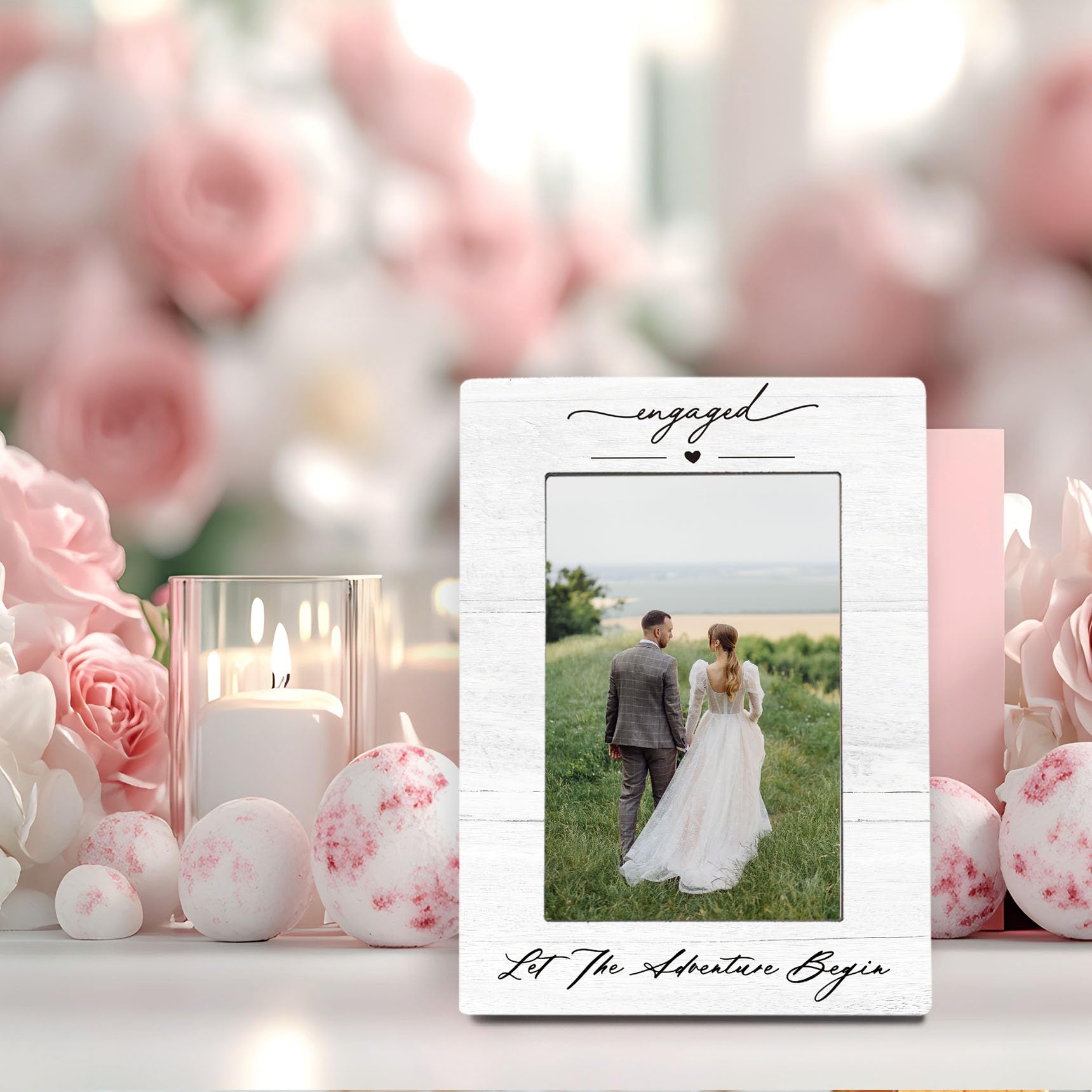 DUXMNAMG Engagement Couples Newlyweds Picture Frame 4x6, Engagement Gifts for Couples, Just Engaged Gift, Wedding Gifts for Newl