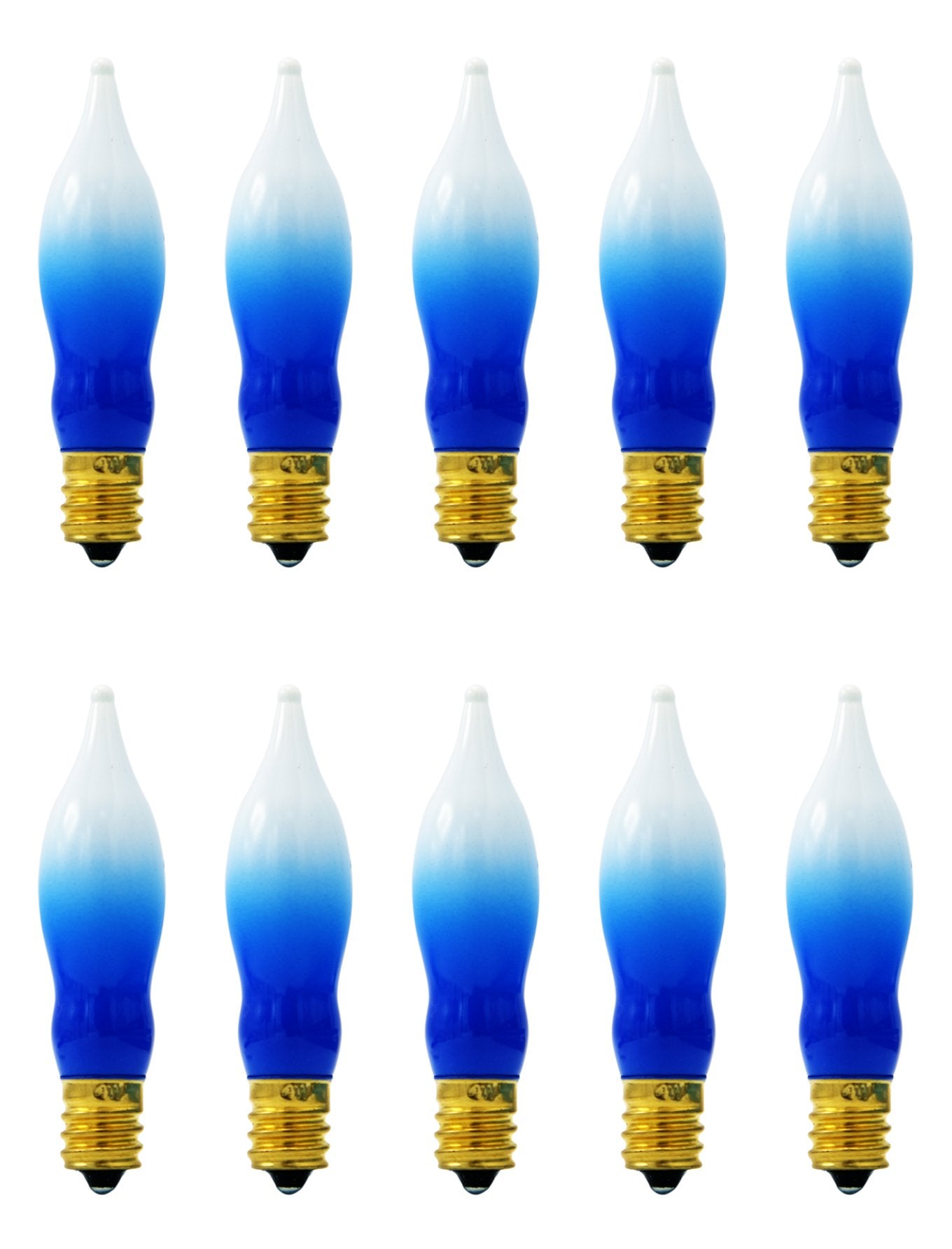 Menorah Bulbs Blue and White Electric Hanukkah Menorah Flame Shaped Replacement Bulbs (10-Pack)