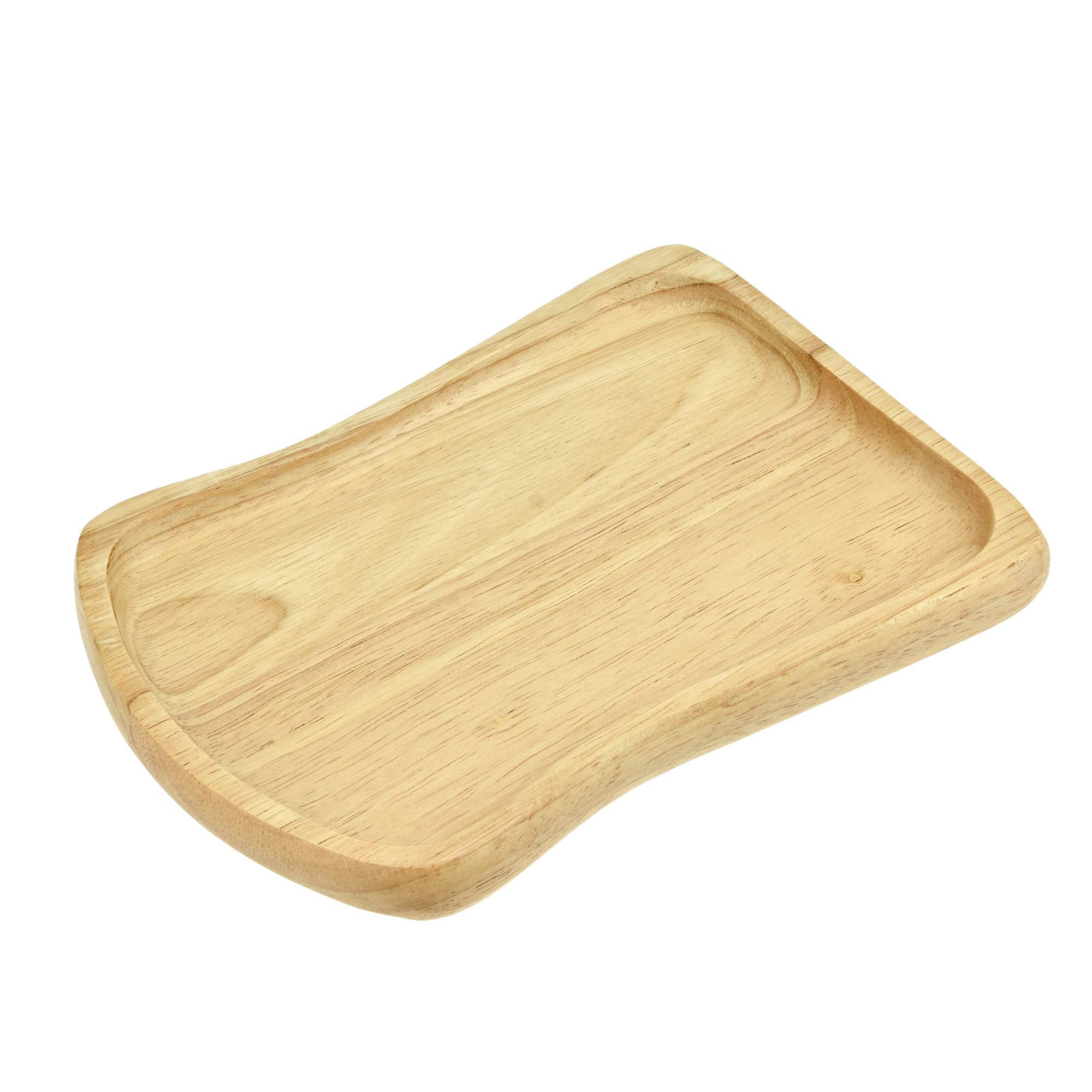 Aeravida Cute Toast Bread Shaped Native Natural Wood Hand Carved Plate | Wooden Plate Or Tray | Hand Carved Wood Plate | Wooden