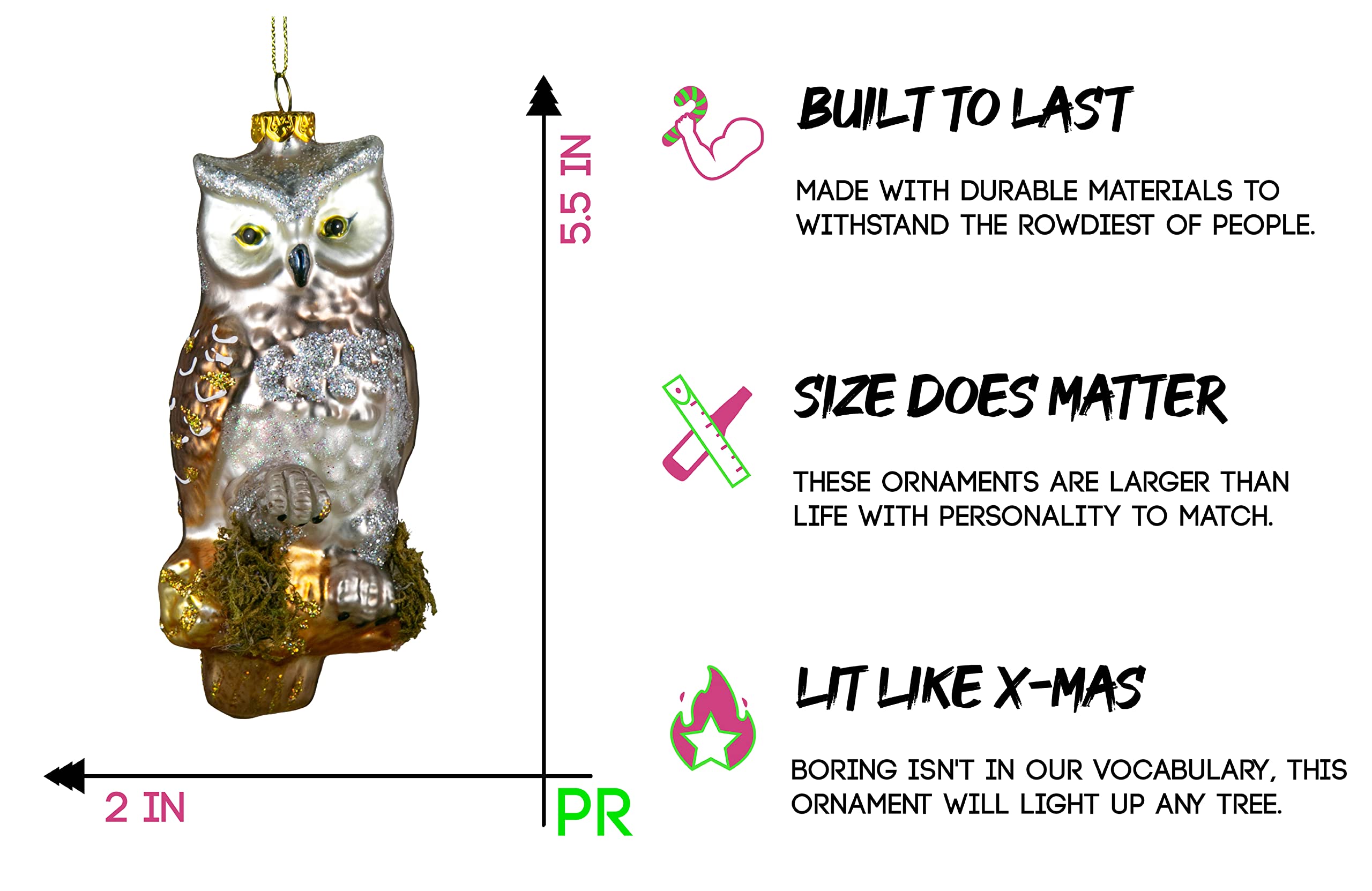 Party Rock | Owl Glass Ornament | Animal Collection