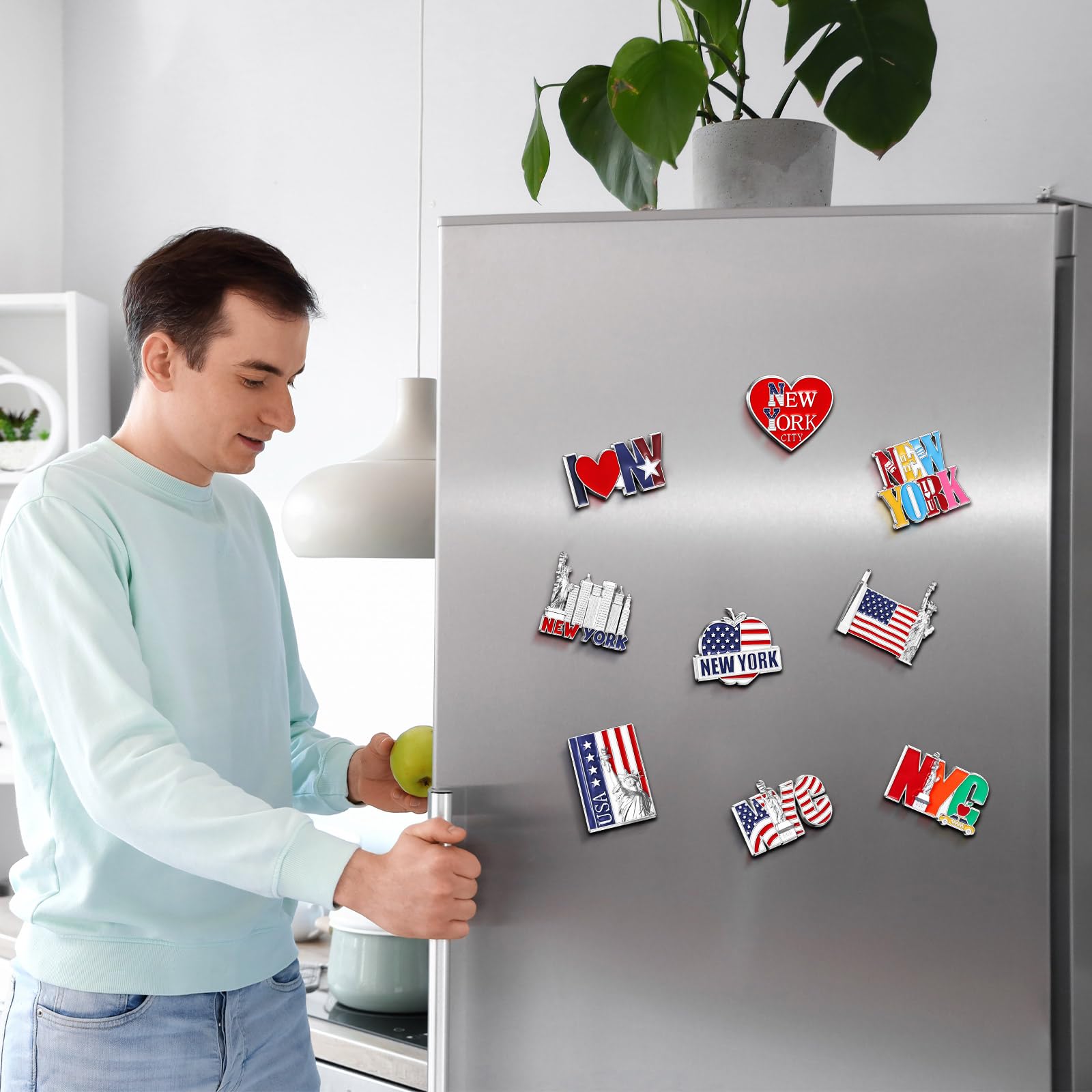 Konohan 24 Pcs New York Magnets for Refrigerator Metal NYC Fridge Magnet Magnetic New York Souvenirs USA Souvenirs Gifts Magneti