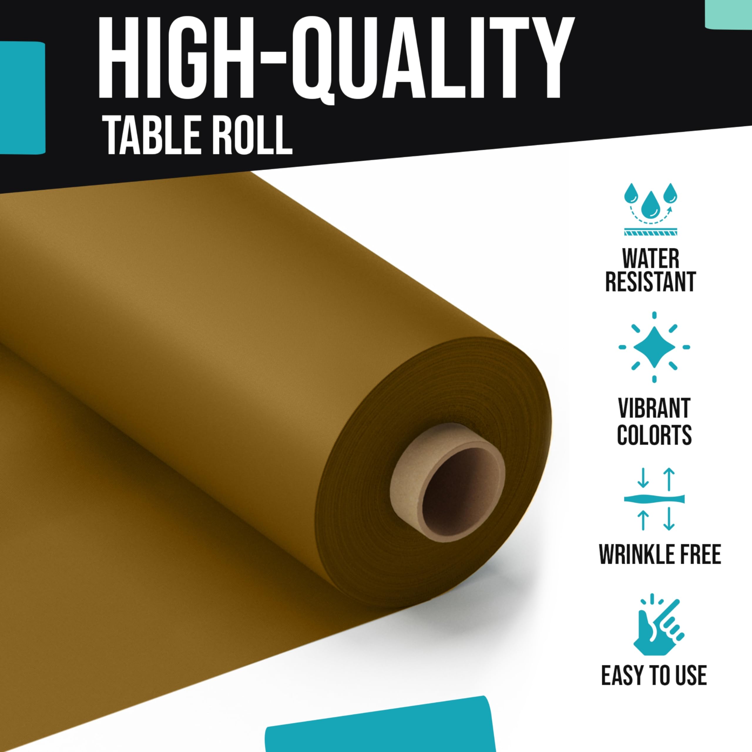 Exquisite Gold Plastic Table Cover Roll 40 X 300' Table Cloth Plastic Cover Roll - Premium Quality Thick 0.5 Mil Banquet Rolls