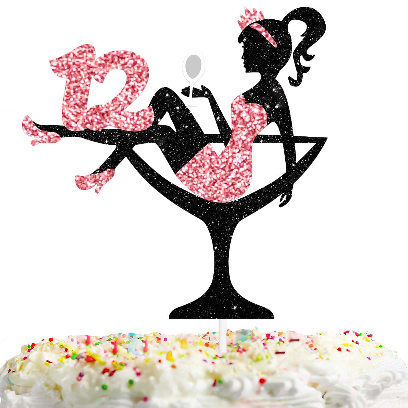 Sitting Girl Cake Topper Picks For Girl Lady 12Th Birthday Makeup Spa Theme Party Decoration Supplies 12 Silhouette High Heeled
