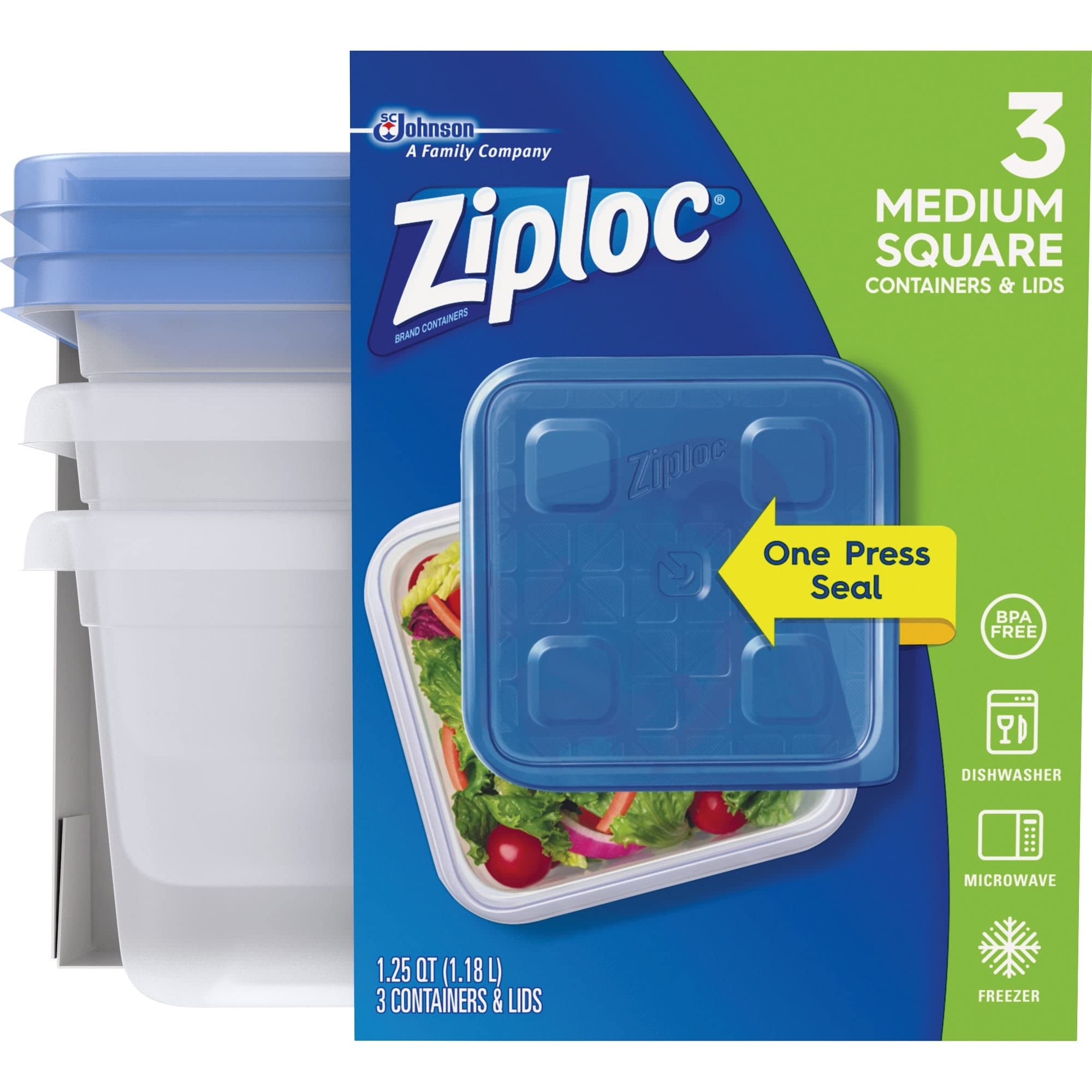 Ziploc Plastic Food Storage Container Set, Clear, Pack Of 3