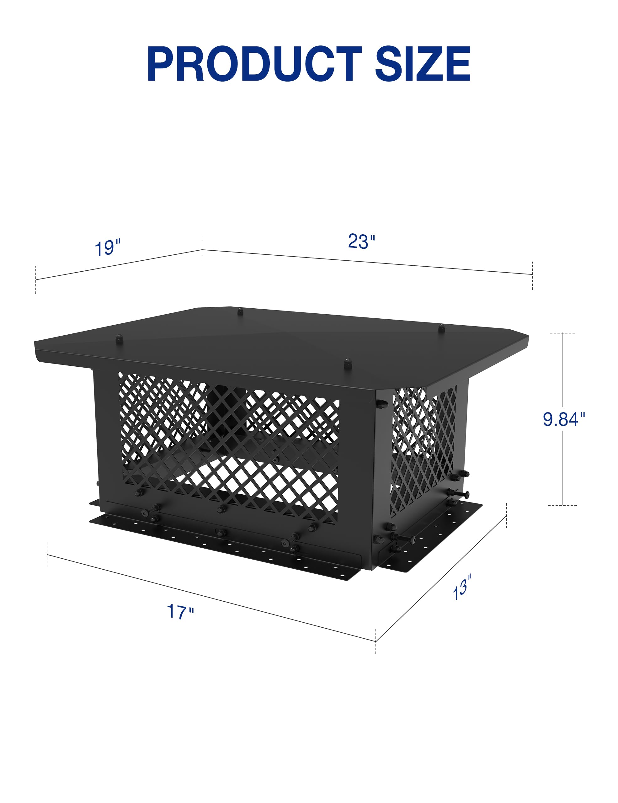 Hahaemall Chimney Cap, 13'' X 17'' Chimney Cover, Chimney Rain Caps, Adjustable Fireplace Chimney Caps For Outside To Fit Existi