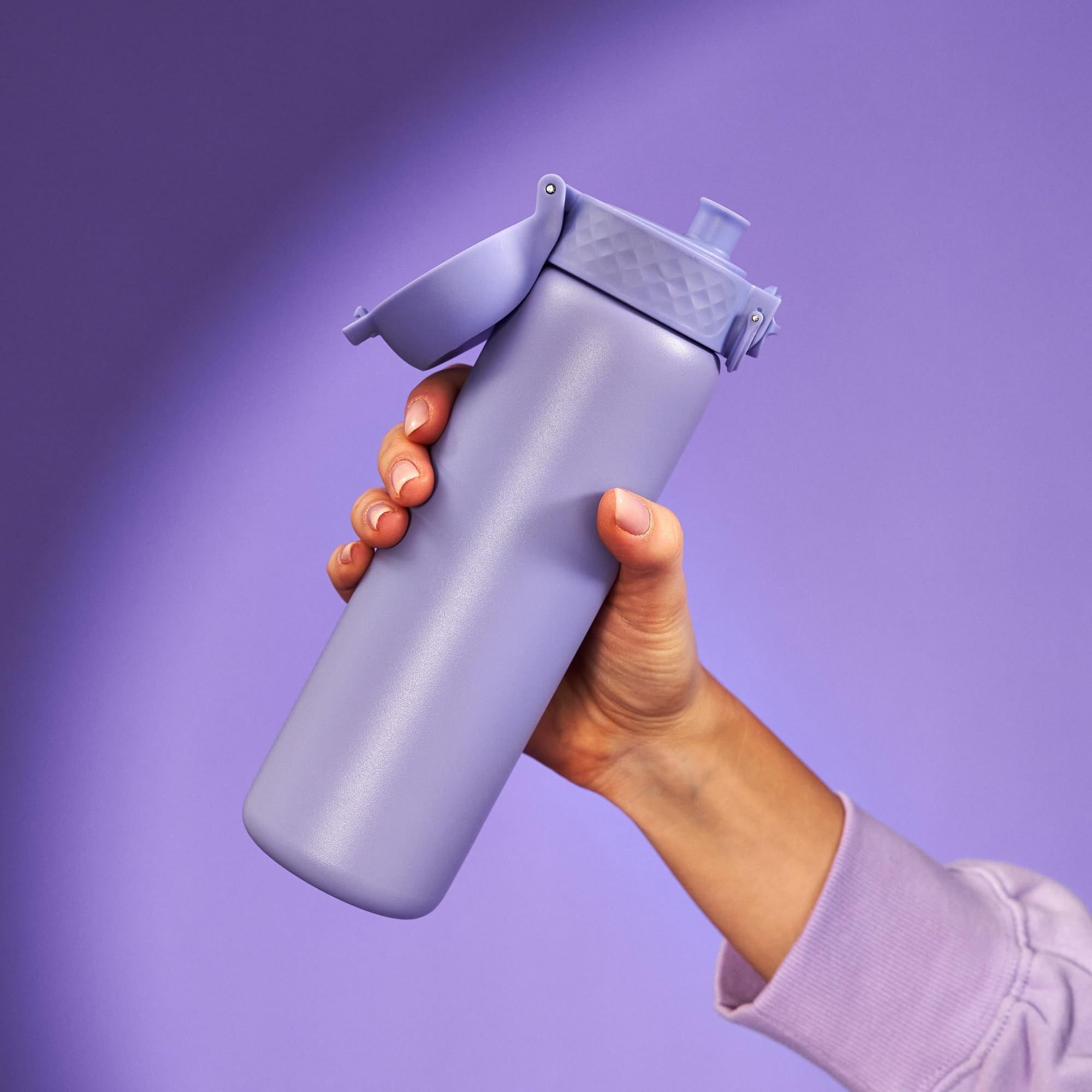 Ion8 Vacuum Insulated Steel Water Bottle, 500 Ml/18 Oz, Leak Proof, Easy To Open,Secure Lock, Dishwasher Safe, Fits Cup Holders,