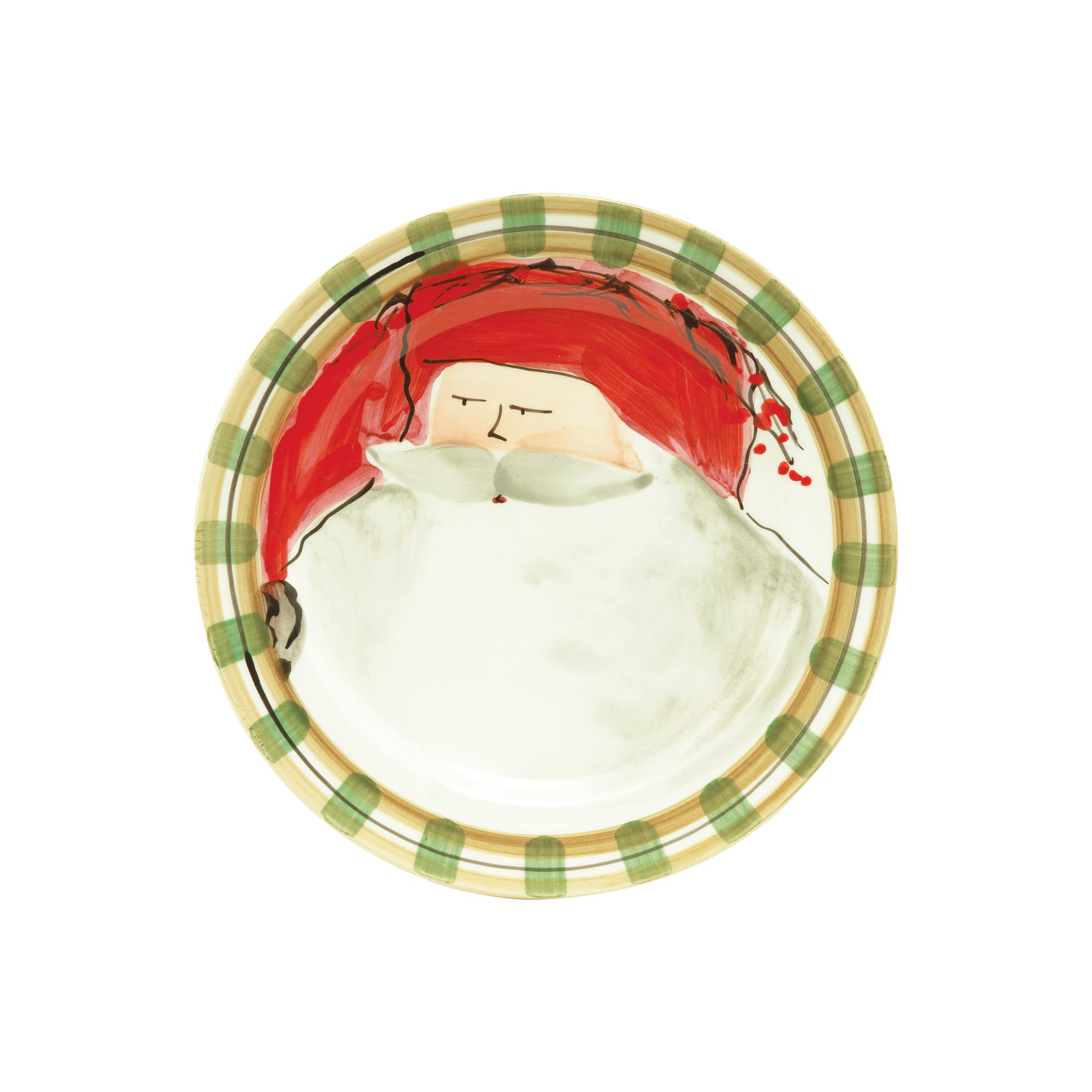 Vietri Old St. Nick Assorted Round Salad Plates, Set Of 4, 8.5'' Earthenware Dessert Appetizer Dish