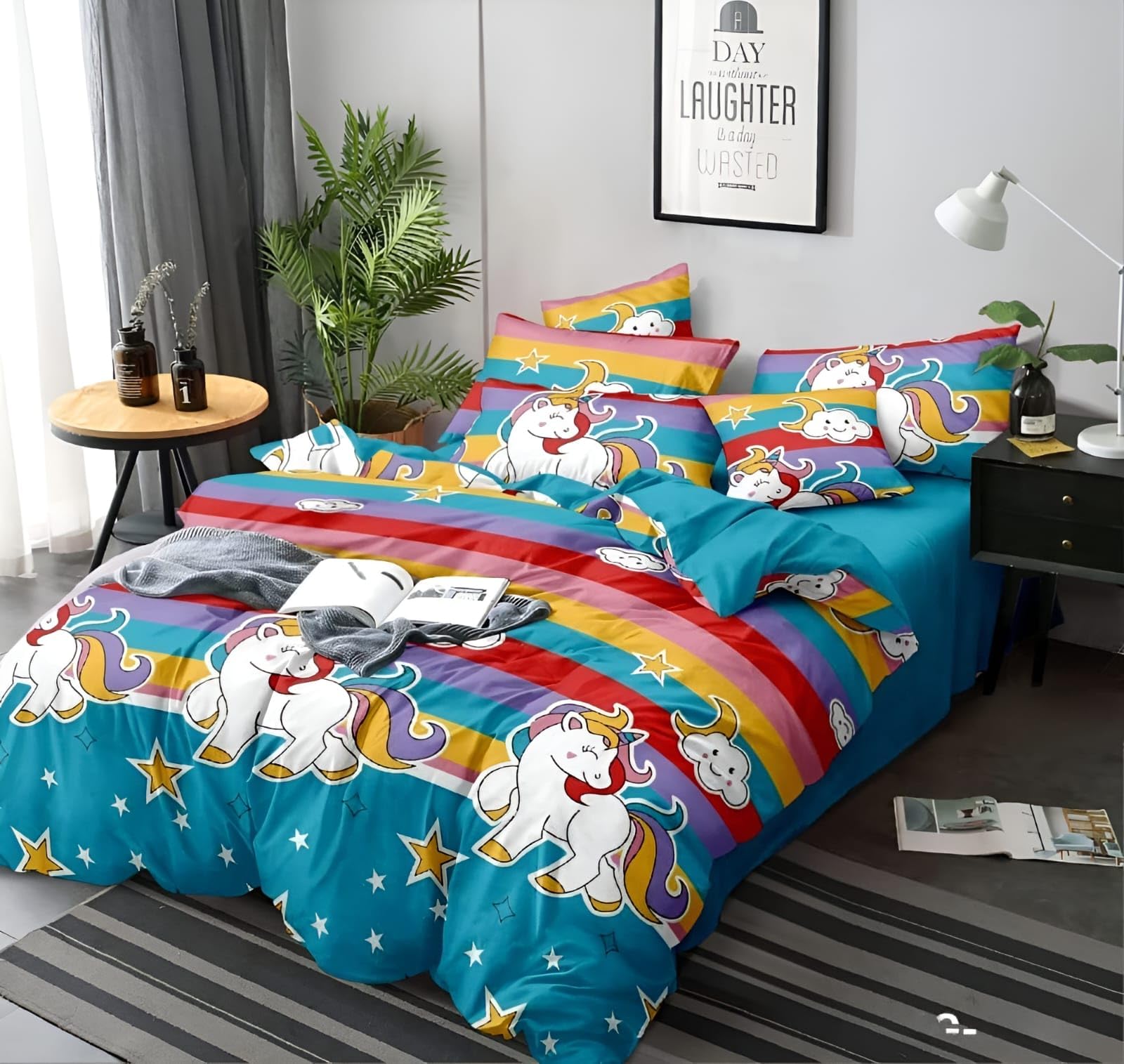 Eliza Krafts 300Tc Elastic Bedsheets For Double Size Bed,Double Size Bedsheet With Elastic Fitted Kids Room,Fitted Bed Cover 72 
