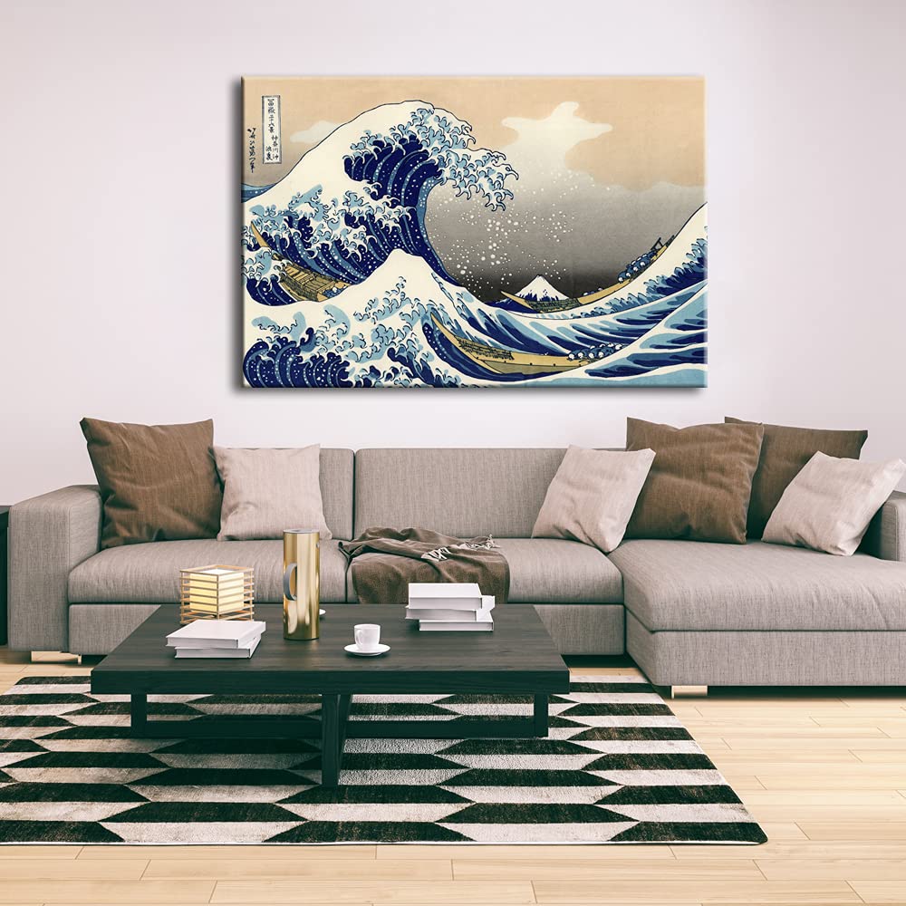 Wieco Art Great Wave Of Kanagawa Katsushika Hokusai Extra Large Modern Gallery Wrapped Giclee Canvas Prints Abstract Seascape Se
