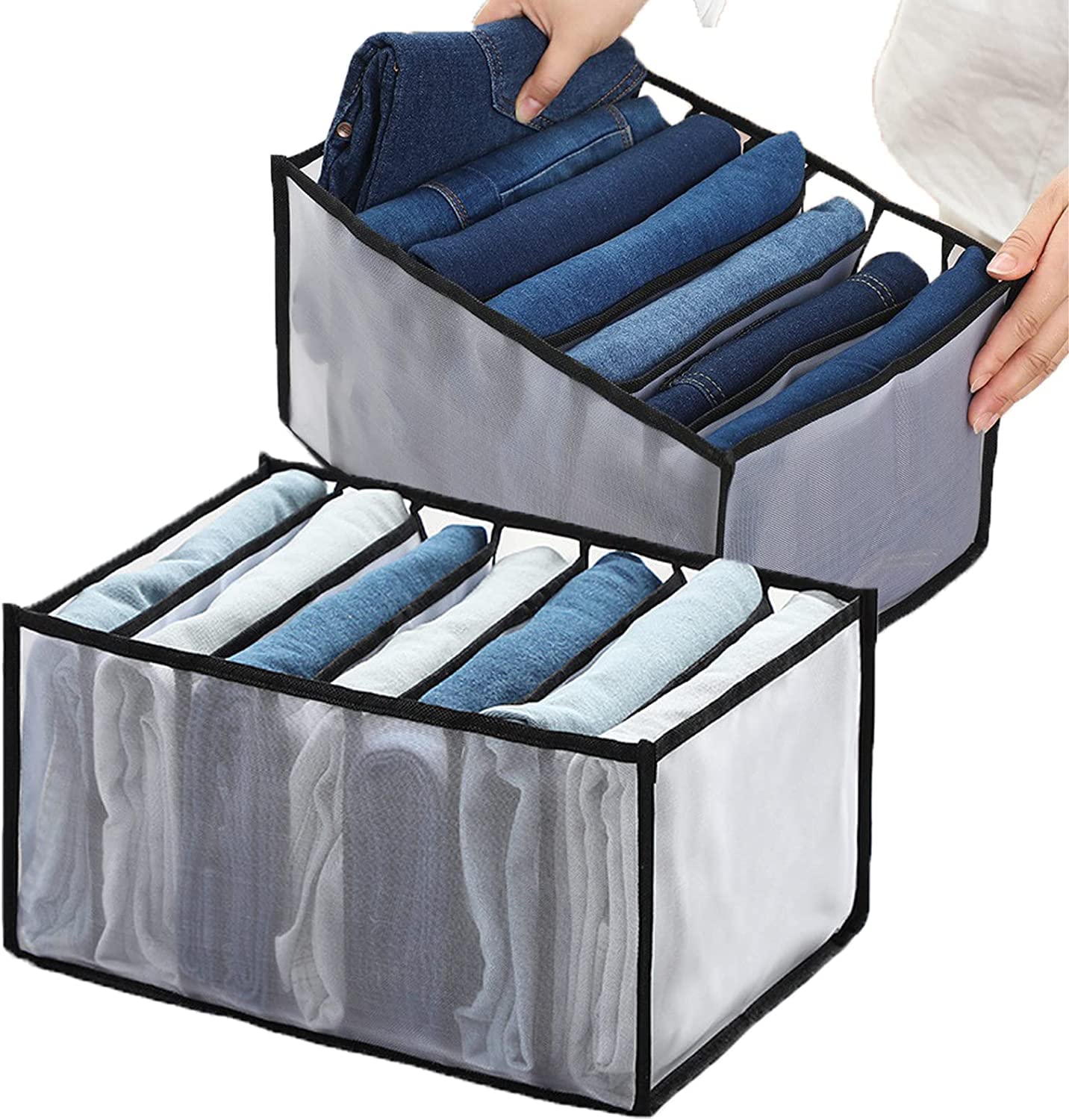 Pulsbery Wardrobe Clothes Organizer For Tshirt&Jeans,Jean,Legging,Pants,Folded Clothing,De Roperos Mesh Storage Box,Washable Fol
