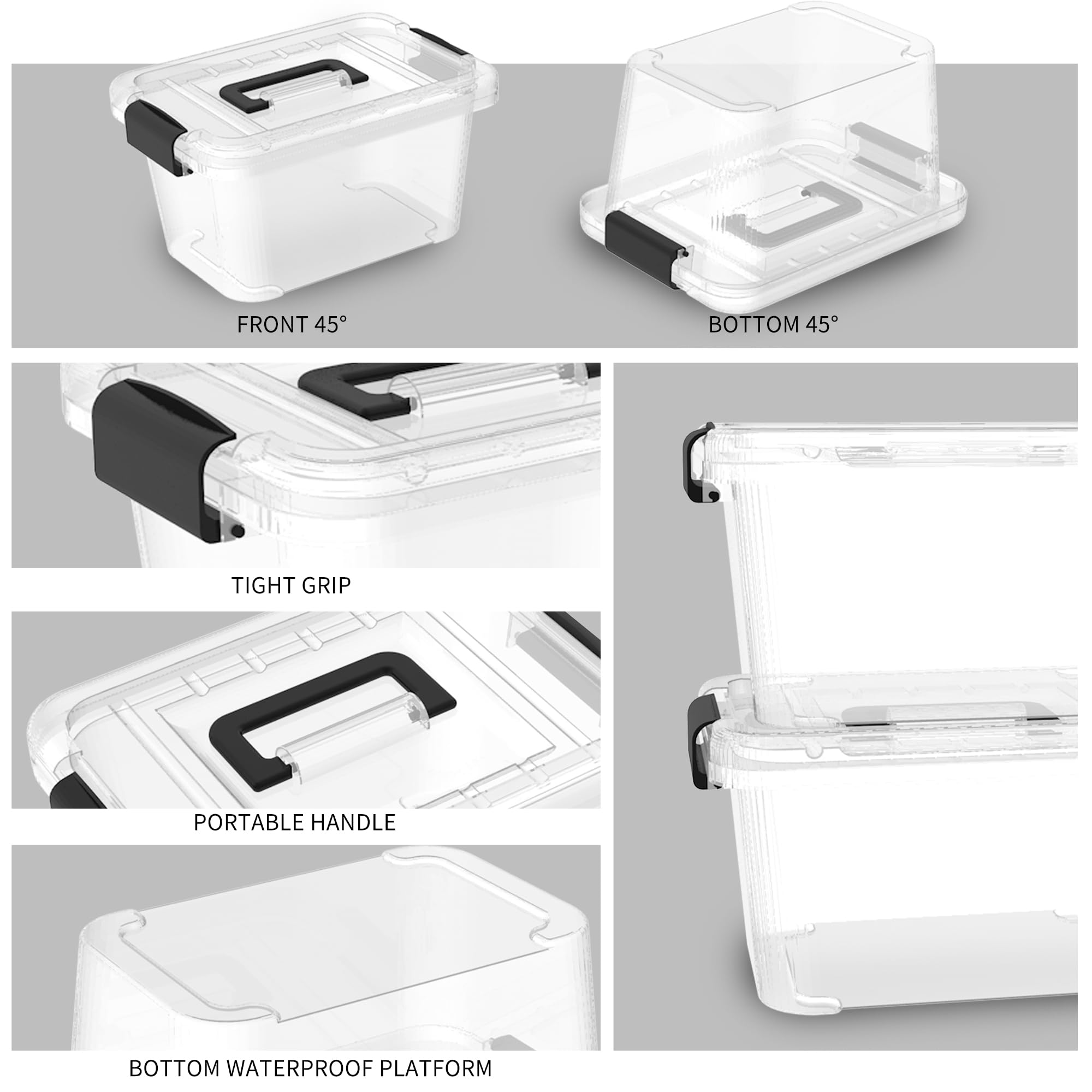 Cetomo 6.8Qt*20 Plactic Storage Bins, Stack Tote Storage Box With Handle, Clear, 6.8Quart-20 Pack