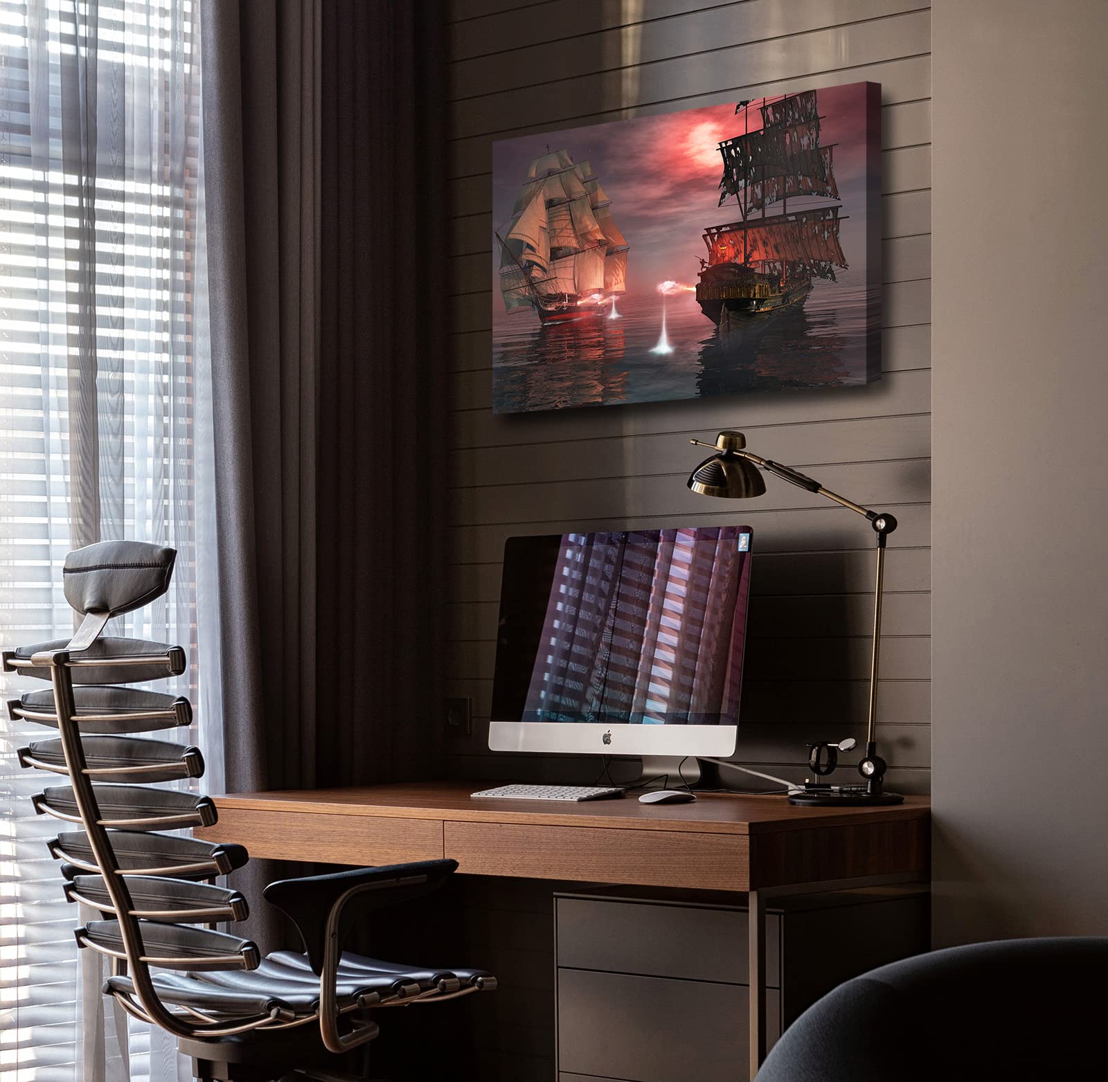 Pirate Ship Decor Ghost Sailboat Picture Wall Art Gothic Style Viking Ship Poster Prints Nautical Sailboat Canvas Painting Pictu