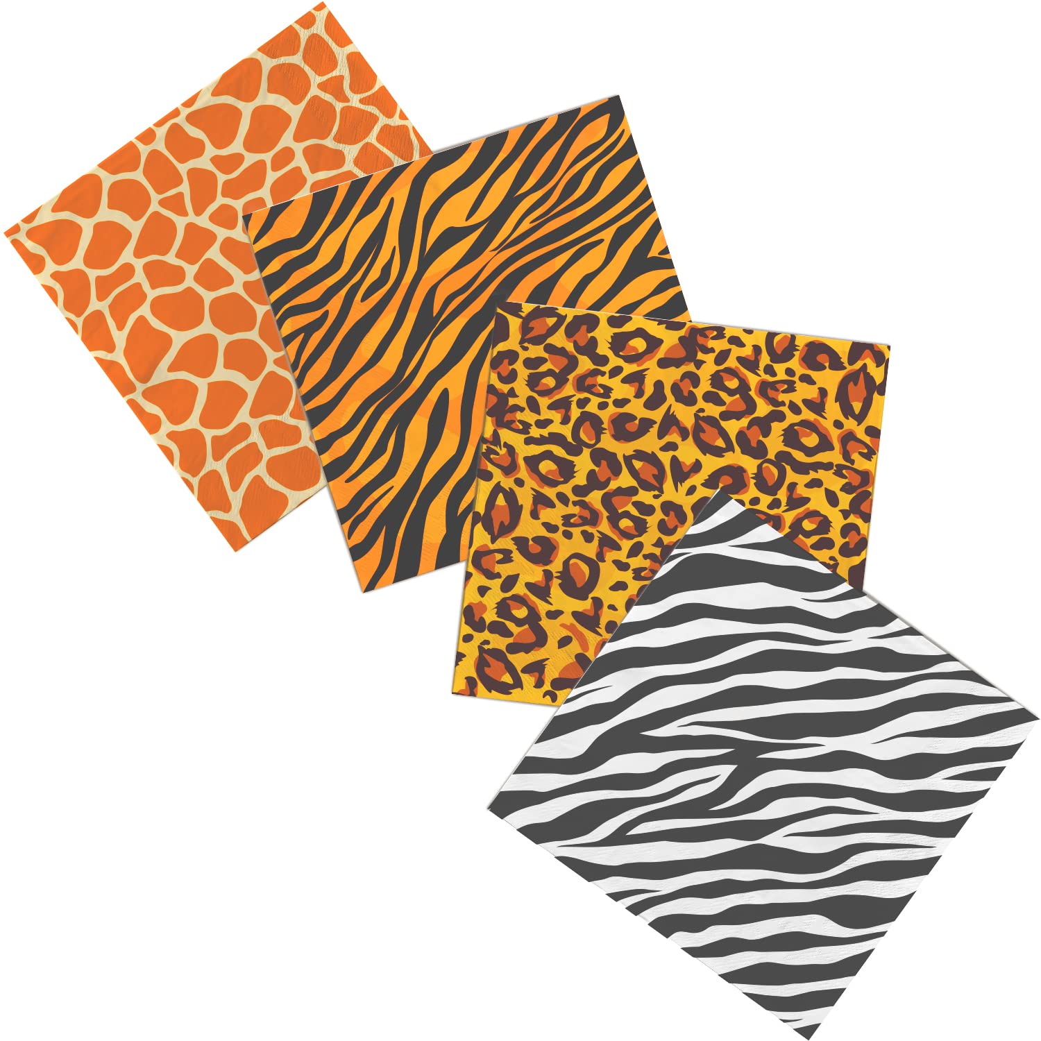 Jungle Safari Animal Print Party Disposable Napkins, Paper Napkins For Birthday Party, Baby Shower And Jungle Safari Themed Part