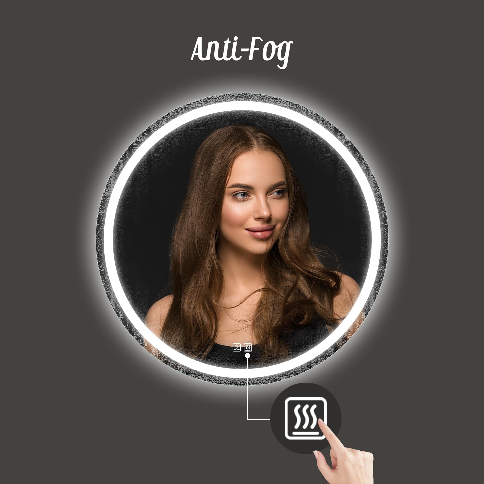 Aprilsoul 36 Inch Round Led Bathroom Mirror With Lights, Makeup Mirror With Front And Backlit, Anti-Fog, 3 Colors And Dimmable L