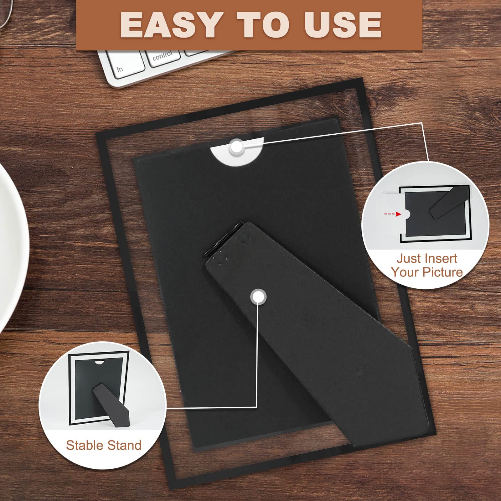 IZIDDO 4x6 Picture Frames Set of 2, Black Glass Photo Frame, Only for Tabletop Display, Gift Picture Frame, Horizontally or Vert