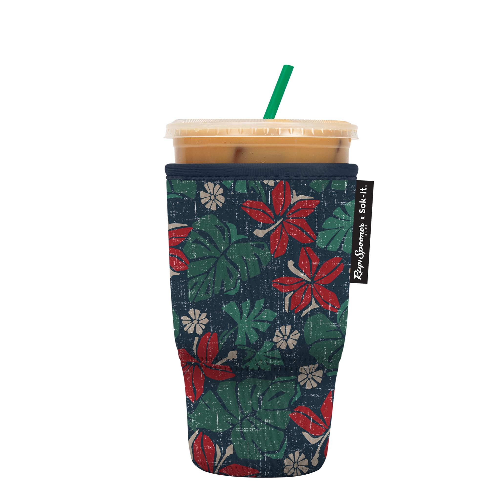 Sok It Java Sok Iced Coffee & Cold Soda Insulated Neoprene Cup Sleeve (Reyn Spooner Pahala, Large: 30-32Oz)