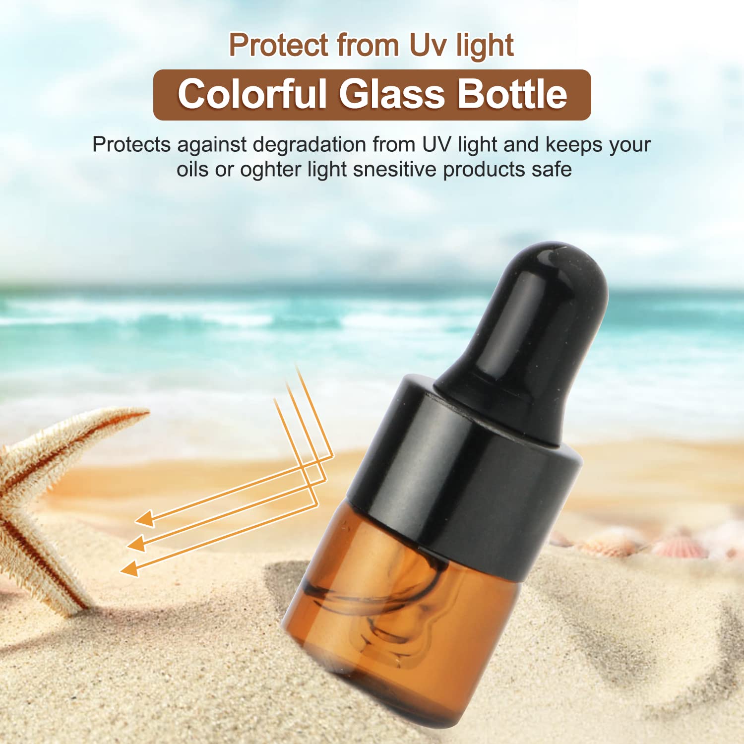 30Pcs Amber Glass Dropper Bottles Mini Empty Sample Vials Essential Oil Dropping Bottles Perfume Jars Cosmetic Container With Gl