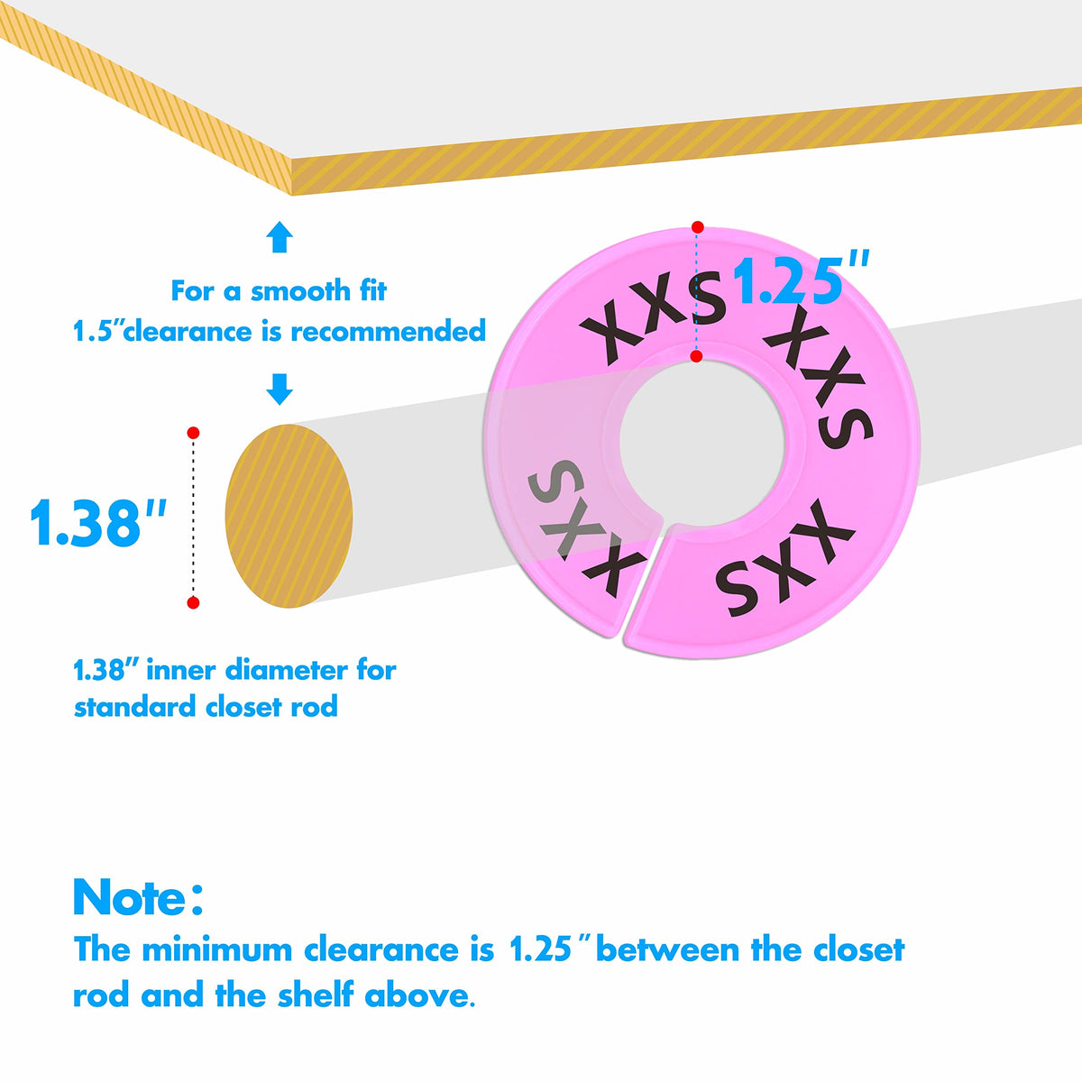 40 Pack Round Colorful Plastic Clothing Size Closet Rack Dividers Hang ...