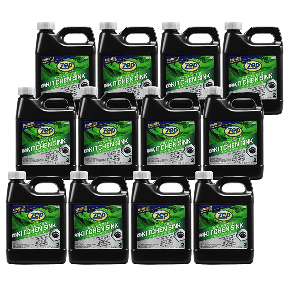 Zep Advanced Kitchen Drain Opener 32 oz (Case of 12) U49710 - Formulated for Grease, Food, and Oil-Safe for Garbage Disposal