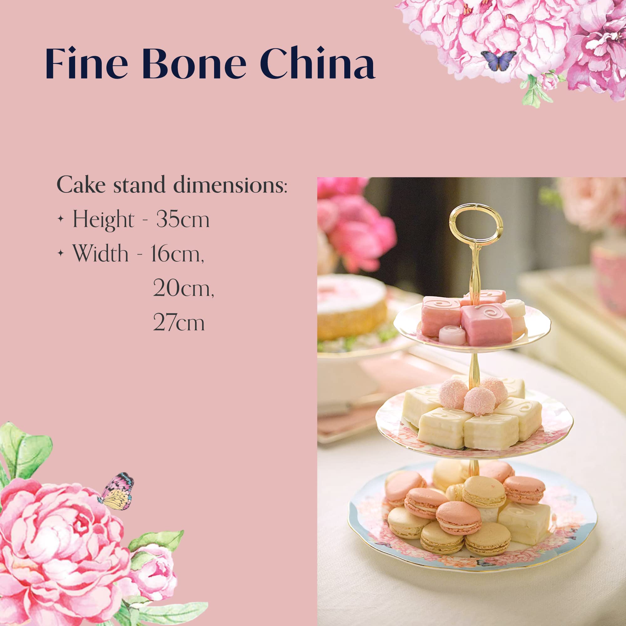 Devotion Gratitude And Joy 3-Tier Cake Stand, 10.5 X 10.5 X 14.0'', Multicolor