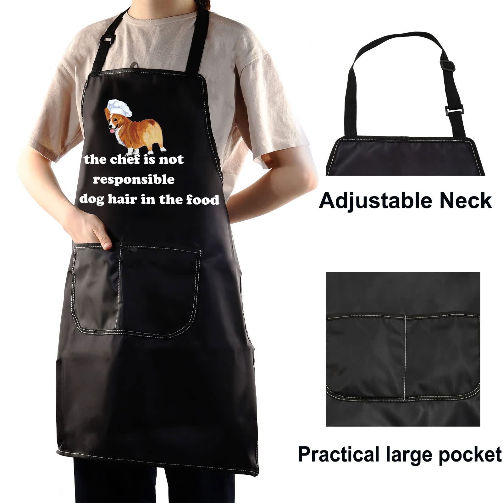BWWKTOP Corgi Kitchen Apron - Big Corgi Chef Design, Perfect for Corgi Lovers, Ideal Gift for Corgi Moms and Dads