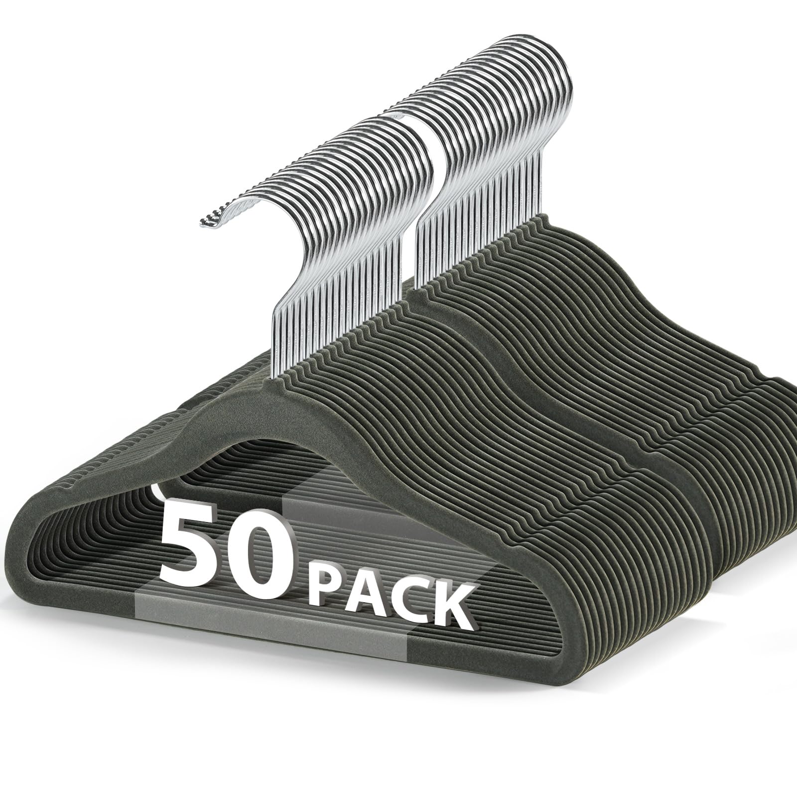 Piglog Kids Hangers, 50Pcs Kids Velvet Hangers, Non-Slip & Space Saving Velvet Baby Hangers, 11.8 Inch Baby Hangers, Toddler Han