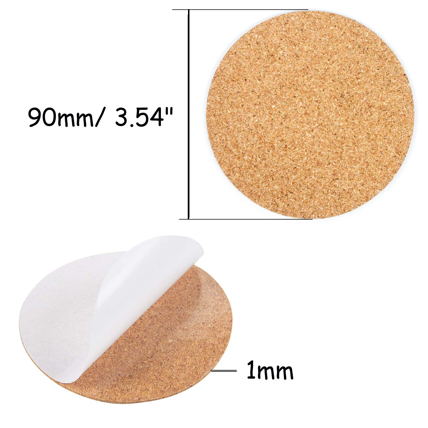 Allazone Self-Adhesive Cork Round, 70 Pack Cork Backing Sheets For Wall Decoration, Party Supplies Coasters And Diy Crafts
