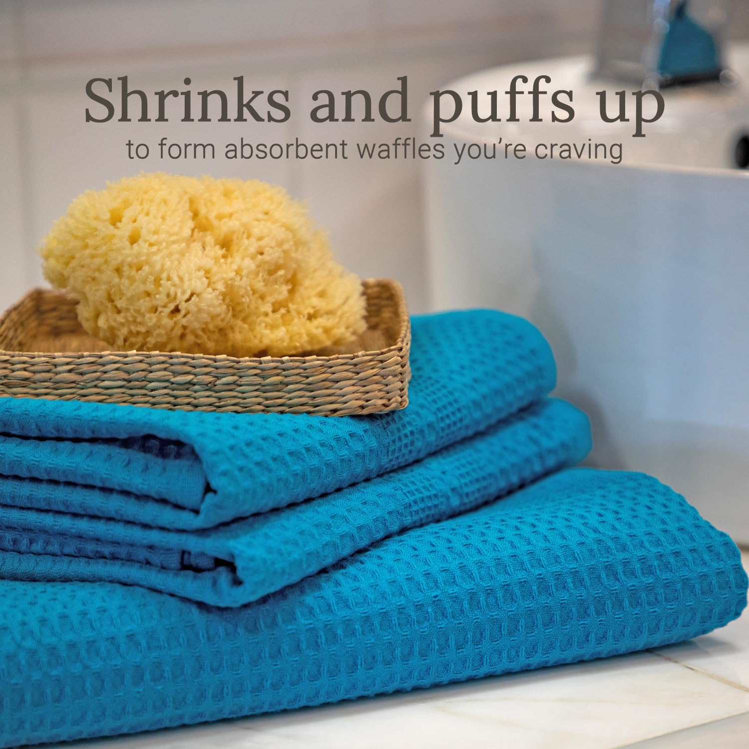 GILDEN TREE Waffle Towels Quick Dry Lint Free Thin  Bath Towel 2 Pack  Classic Style (Aqua)