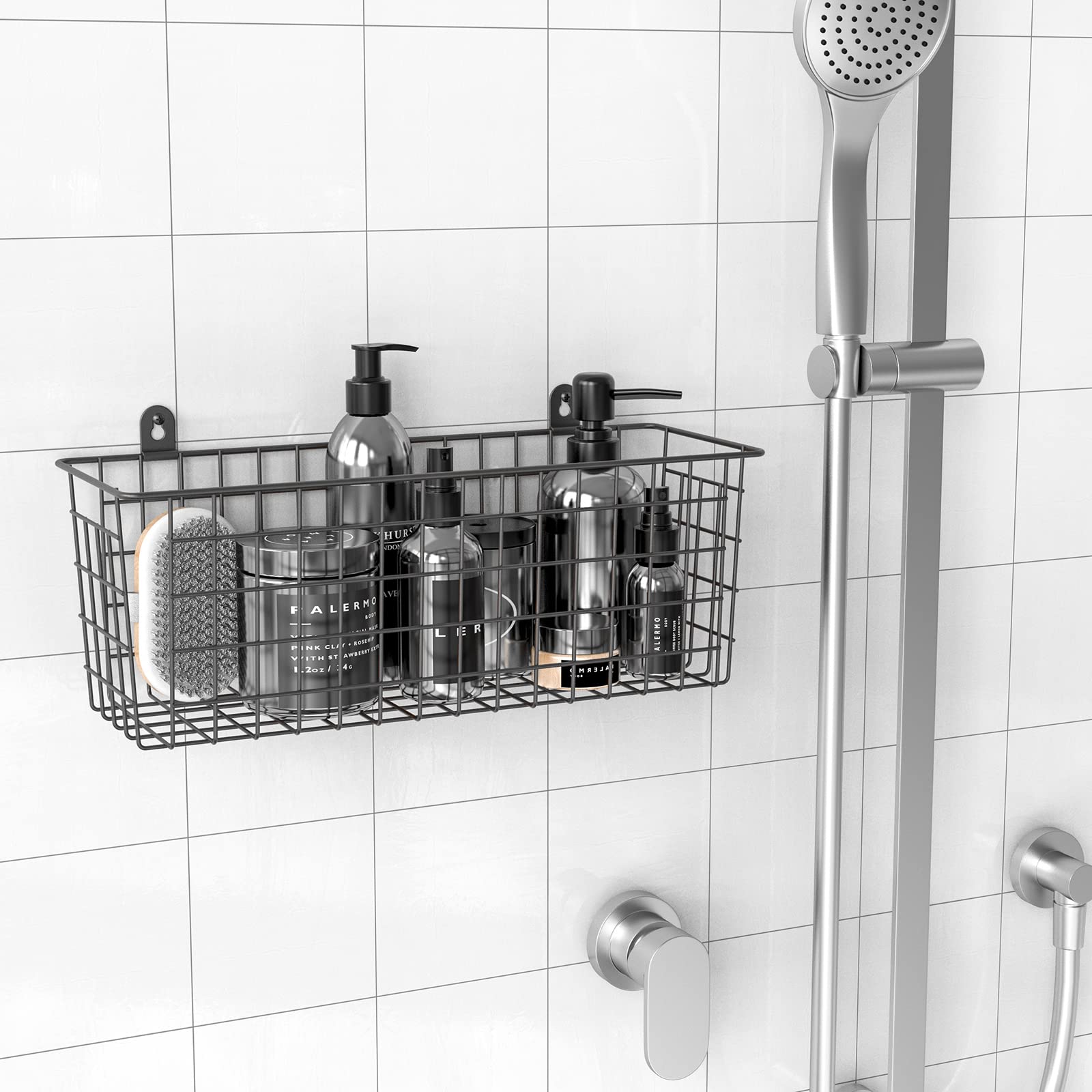 MaraFansie Extra Large Hanging Wall Basket 4-Pack Wall Mounted Wire Basket Cabinet Storage Bin Organizer Wall Shelves Farmhouse Decor for Home Kitchen Bathroom  Black