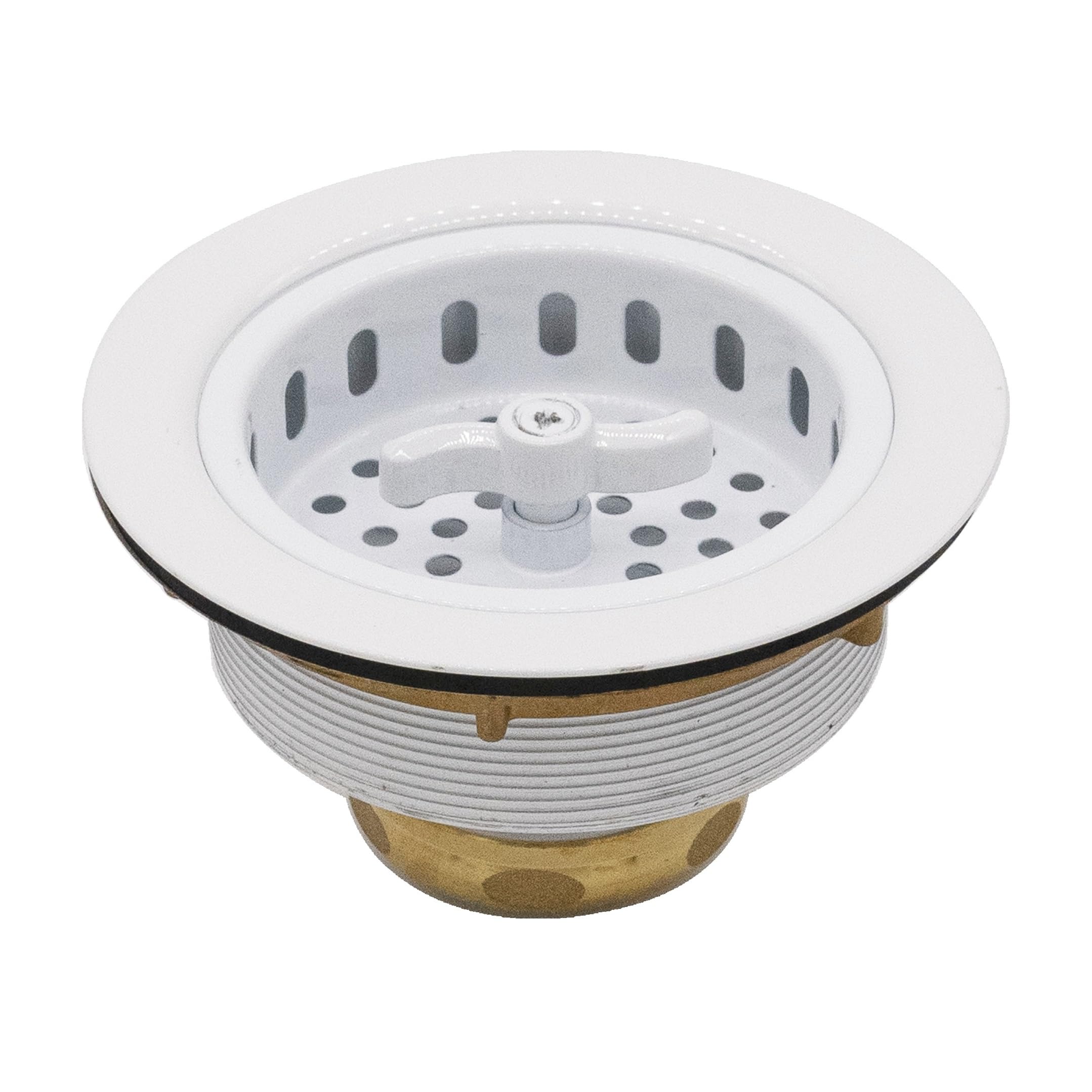 Westbrass D213-50 3-1/2'' Wing Nut Twist Style Large Kitchen Sink Basket Strainer, 1-Pack, Podwer Coat White