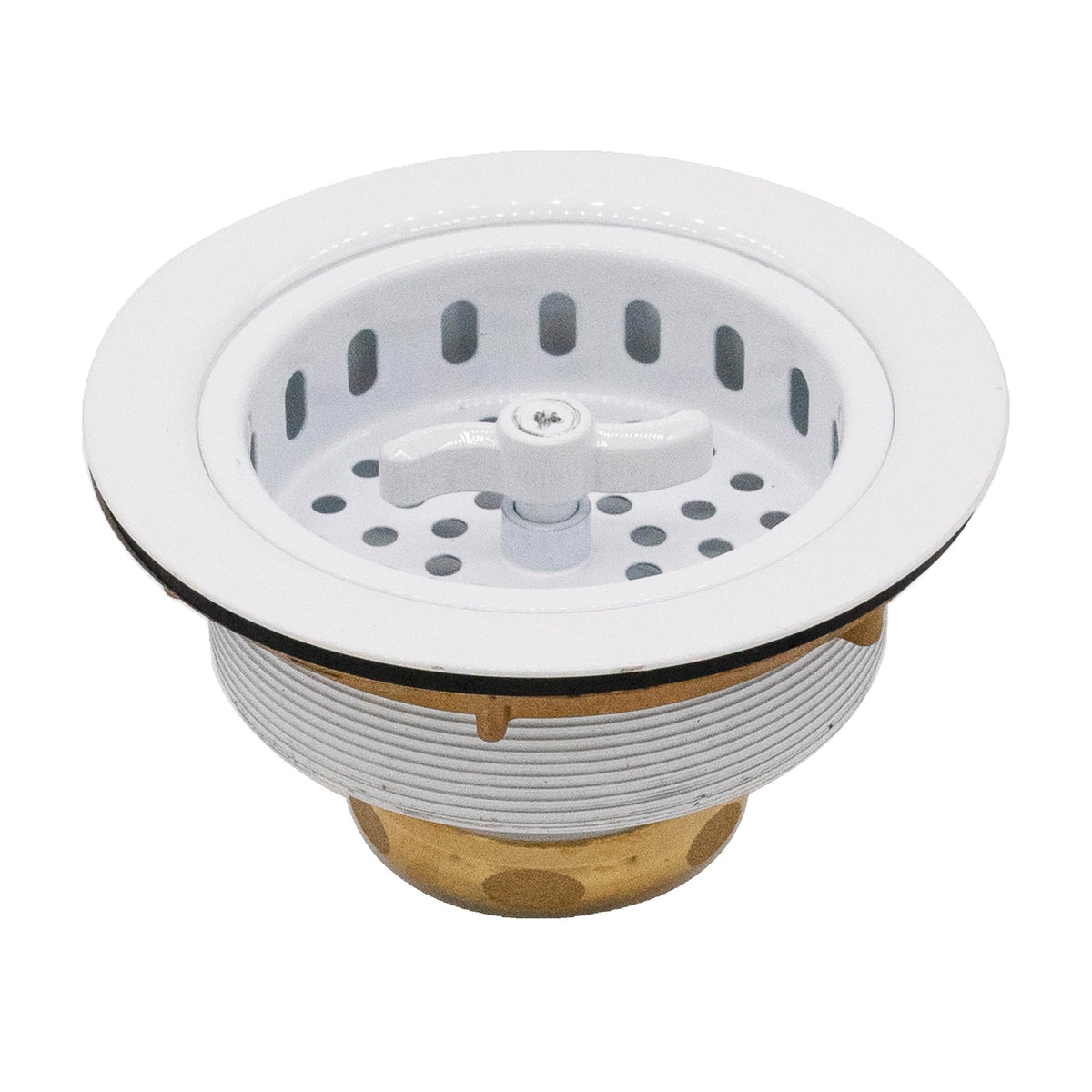 Westbrass D213-50 3-1/2'' Wing Nut Twist Style Large Kitchen Sink Basket Strainer, 1-Pack, Podwer Coat White