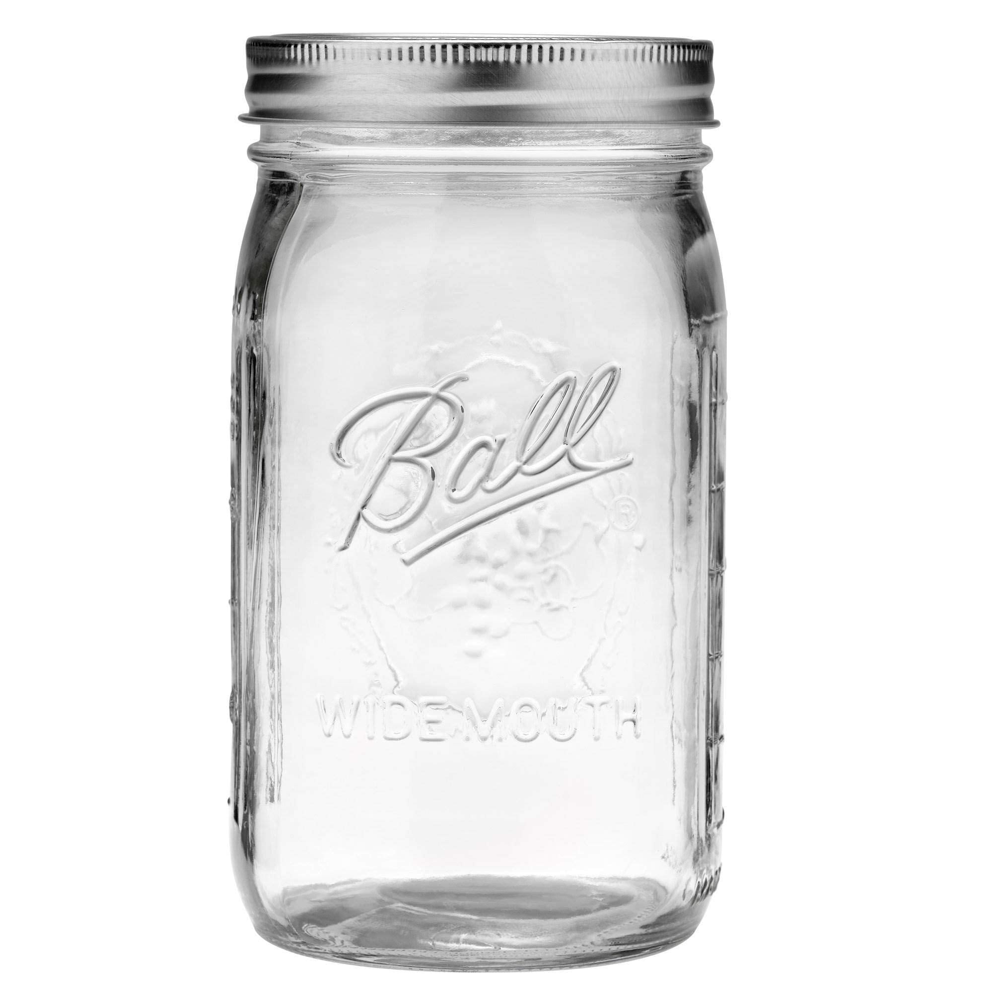 Ball Wide Mouth Clear Glass Canning Quart 32 Oz Mason Jars With Lids, 12 Pack