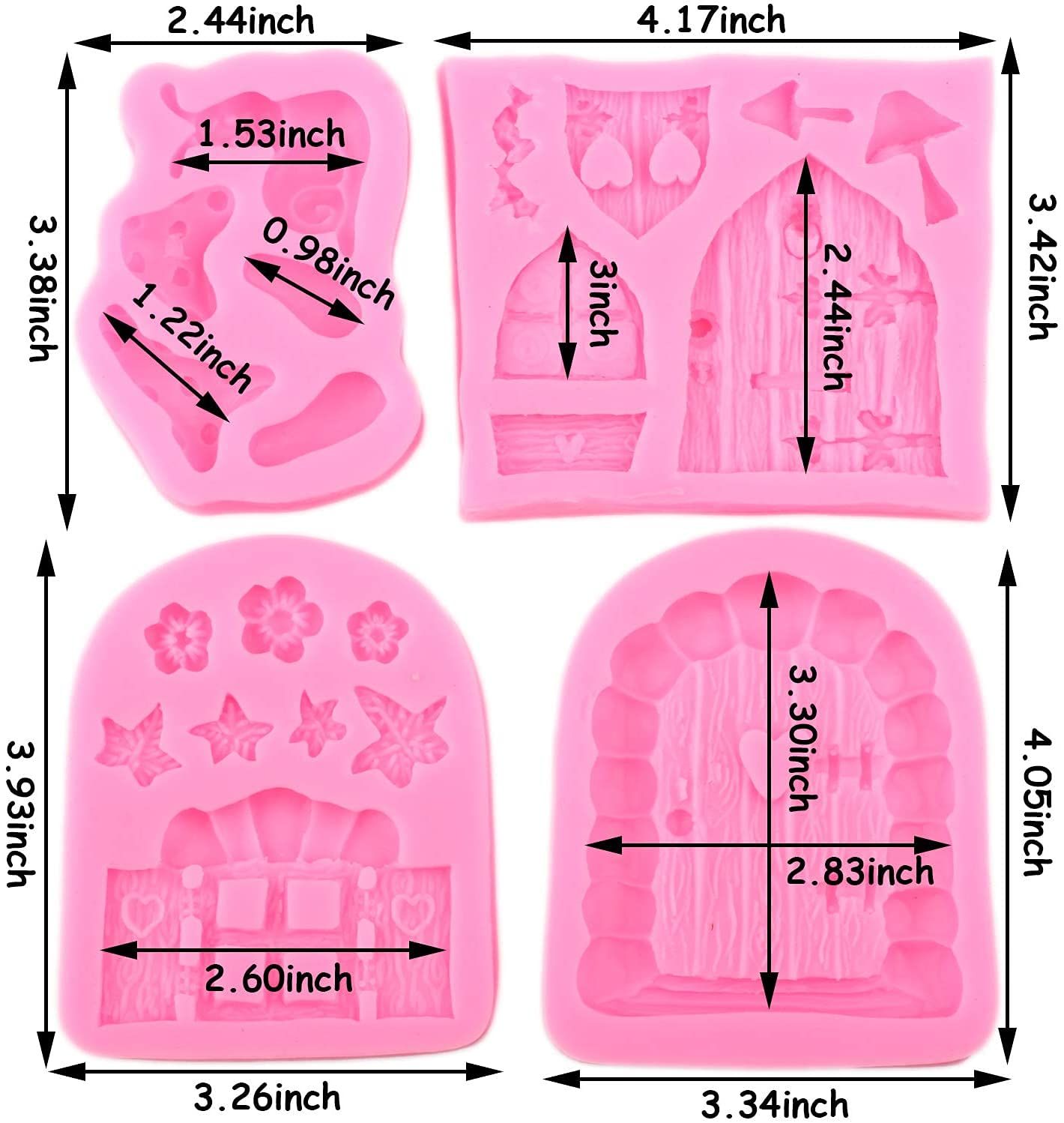 Set Of 4 Enchanted Vintage Fairy Garden Fairy Gnome Home Door Snail Silicone Molds For Fondant Candy Making Chocolate Mold Desse