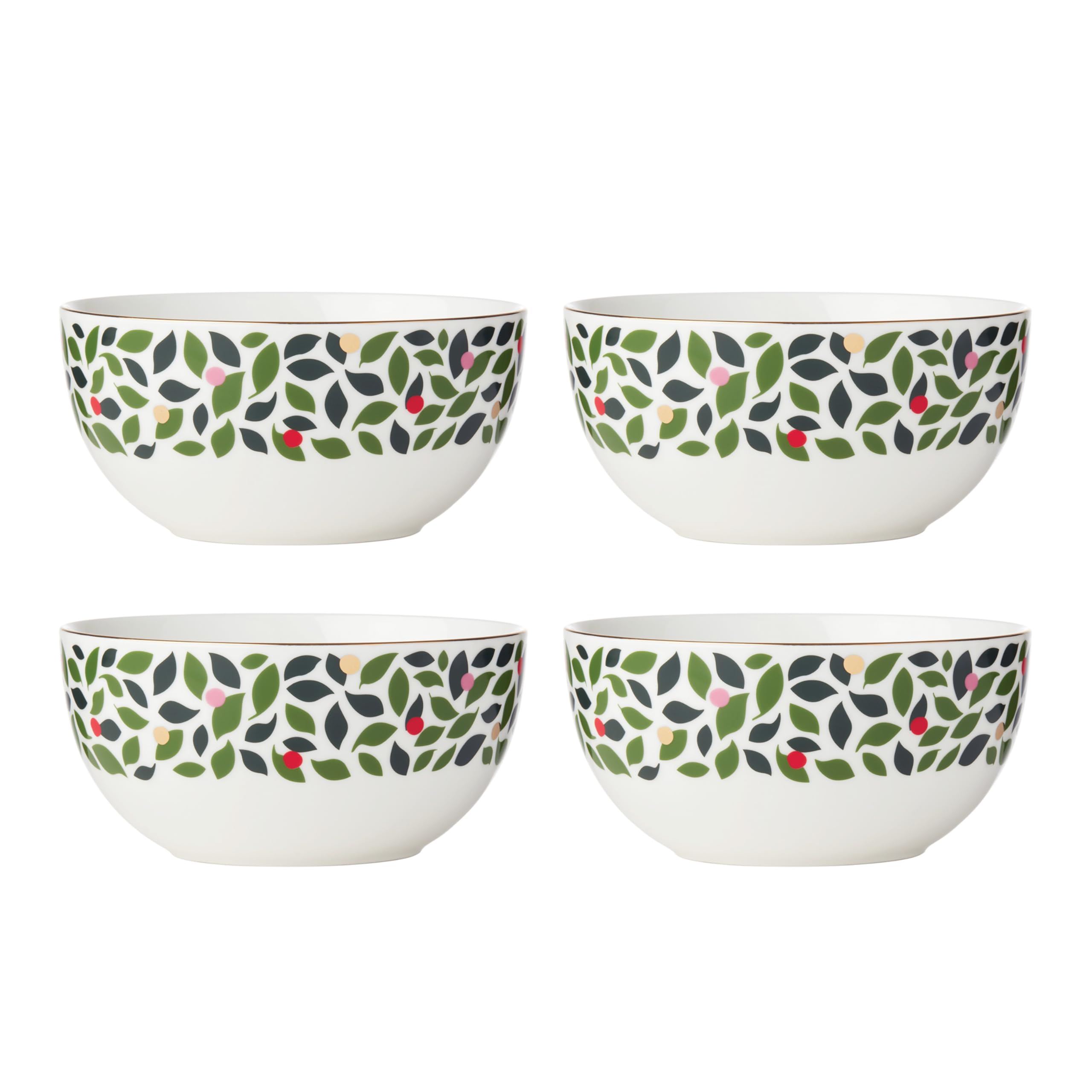 kate spade new york Evergreen 4-Piece Soup/Cereal Bowls, Christmas Dinnerware