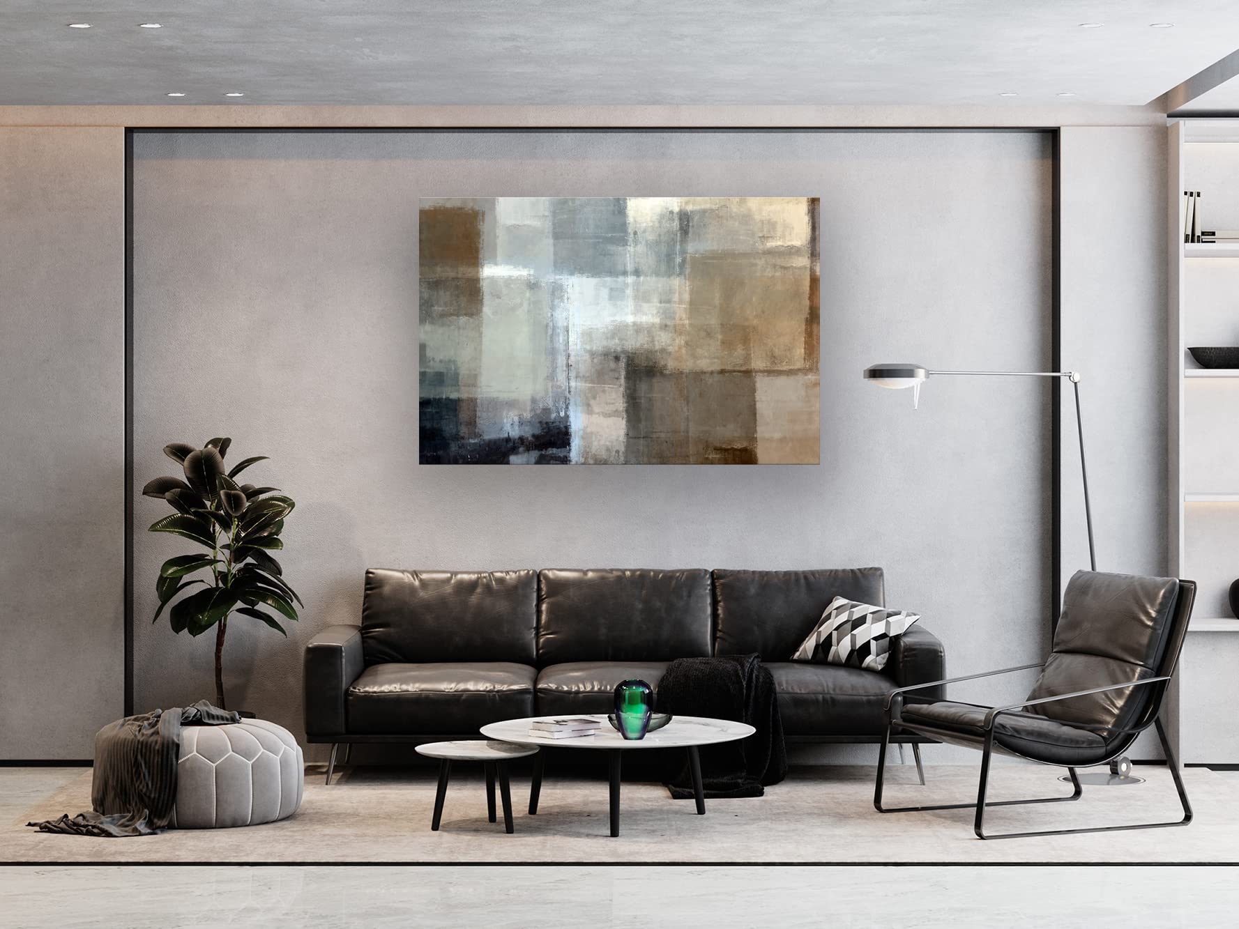 A61269 Canvas Prints Abstract Wall Art Print Paintings Grey and Brown Stretched Canvas Wooden Framed for living Room Bedroom and Office Home Decor Artwork XLarge 24x36inch