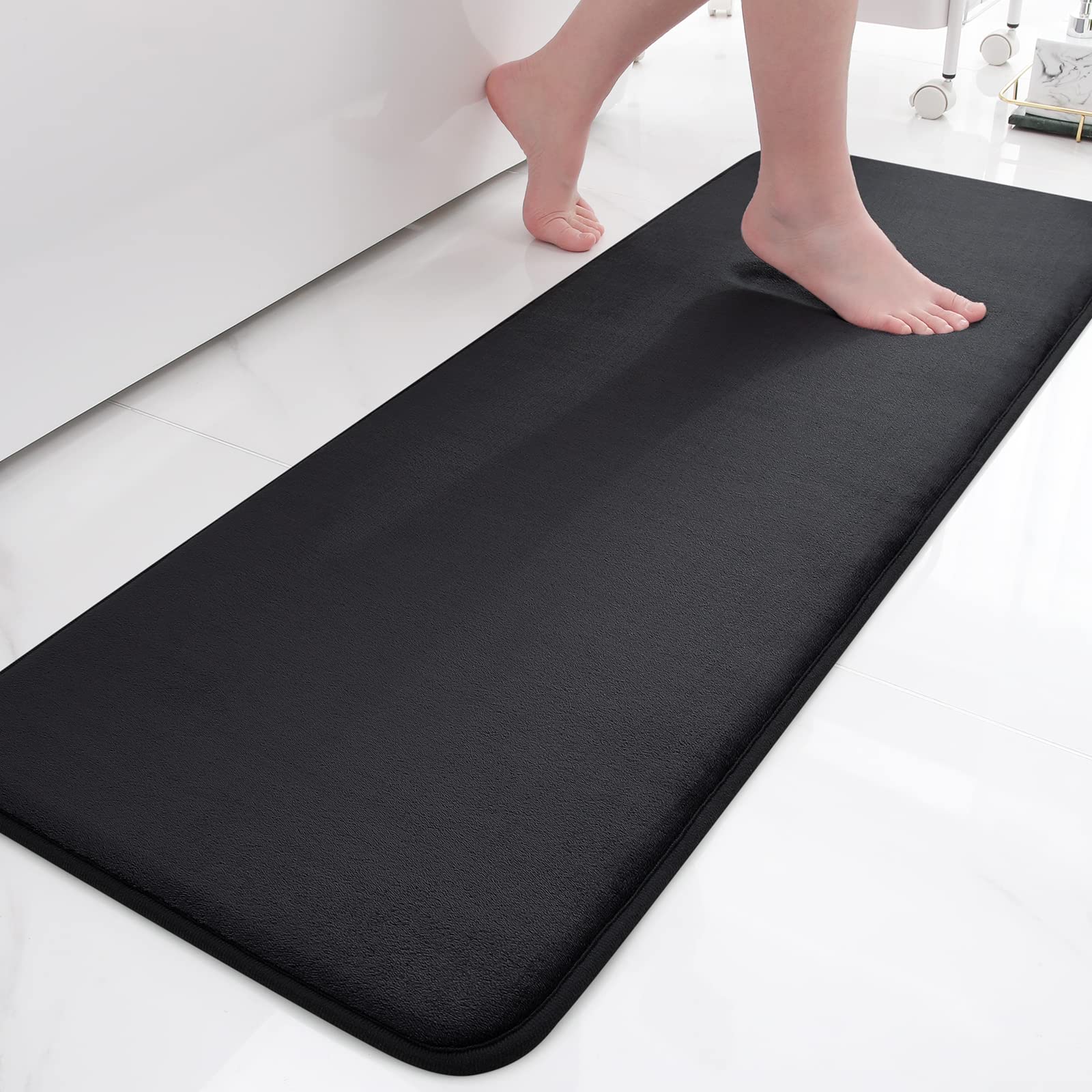 Smiry Memory Foam Bath Mat, Extra Soft Absorbent Bathroom Rugs Non Slip Bath Rug Runner For Shower Bathroom Floors, 47'' X 17'',