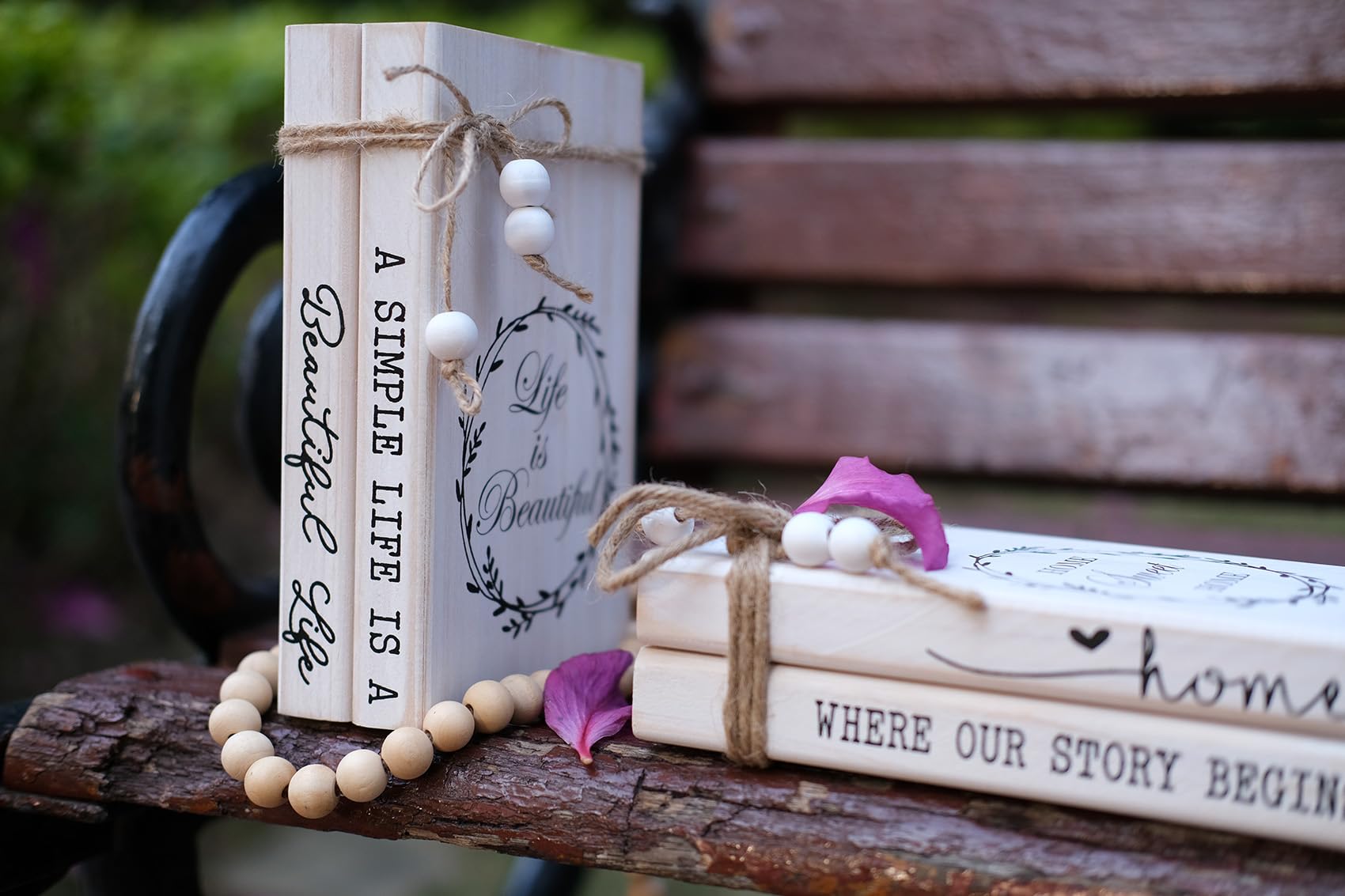 LIVDUCOT Decorative Books for Home, White Faux Books for Decoration, Rustic Farmhouse Display Wood Book Stack Coffee Table Decor