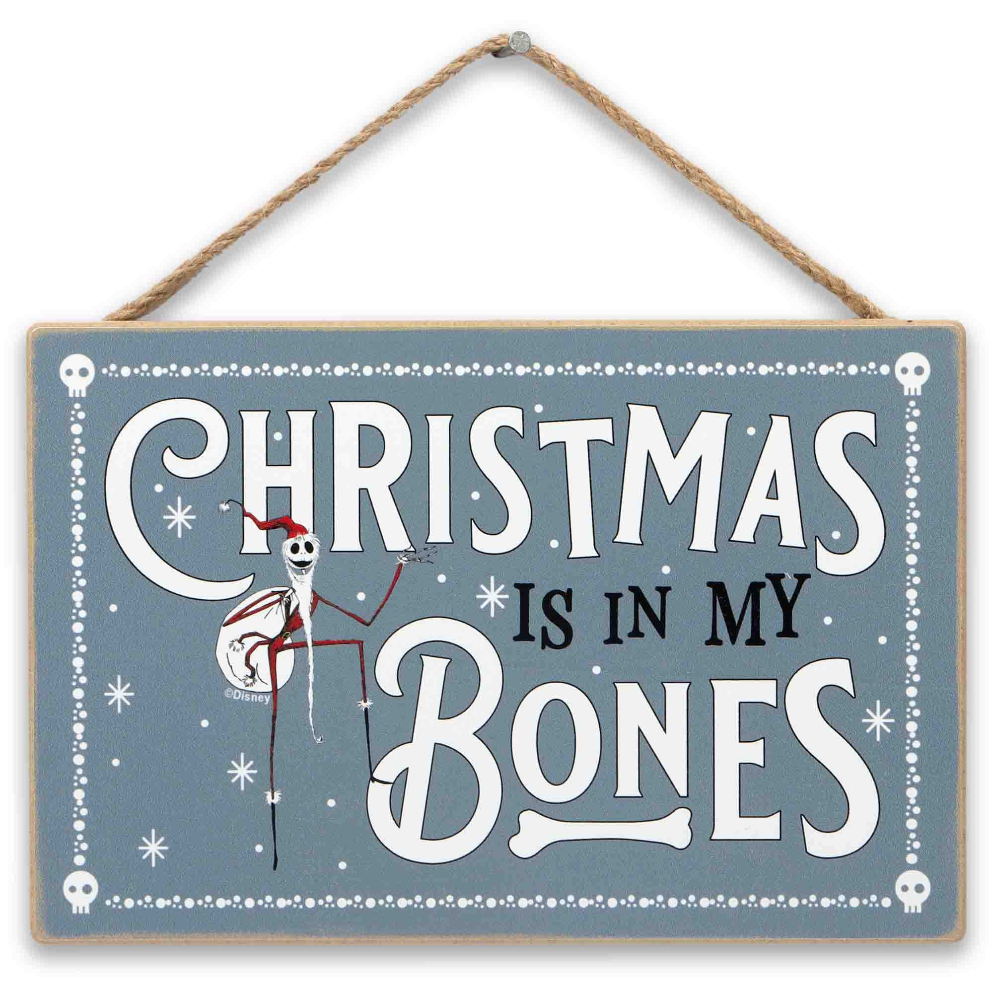 Disney The Nightmare Before Christmas In My Bones Hanging Wood Wall Decor - Fun Santa Jack Christmas Sign for Home Decorating