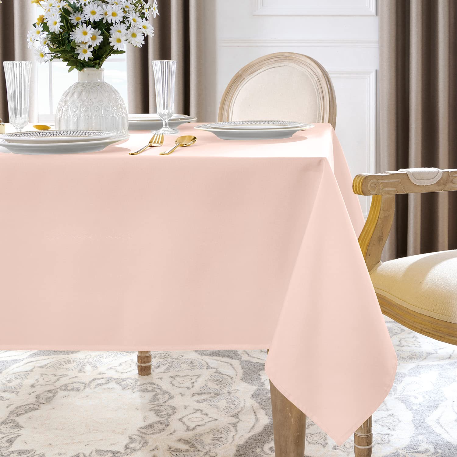 Softalker Rectangle Tablecloth, Waterproof & Stain Resistant Table Cloths Wrinkle Free Fabric Washable 210Gsm Polyester Table Co