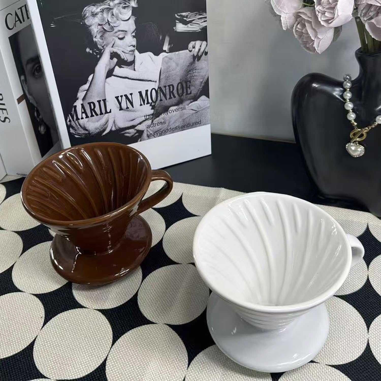 Marirao Pour Over Coffee Maker, Single Cup Coffee Dripper, Manual Porcelain Slow Brewing Accessories For Travel, Camping, Office