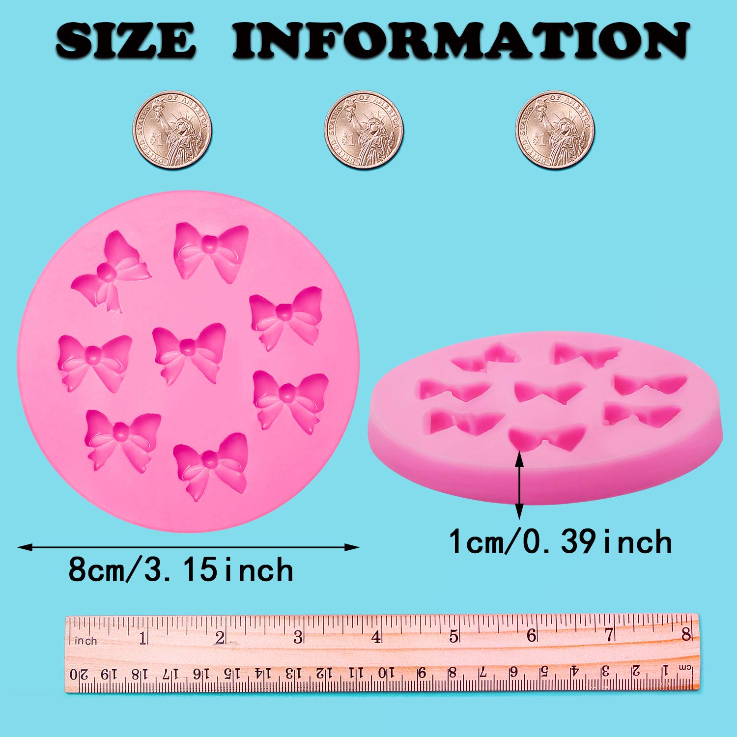 Willbond 2 Pieces Bows Silicone Mould Fondant Sugar Candy Bow Molds Chocolate Candy Baking Molds Bowknot For Birthday Wedding Pa