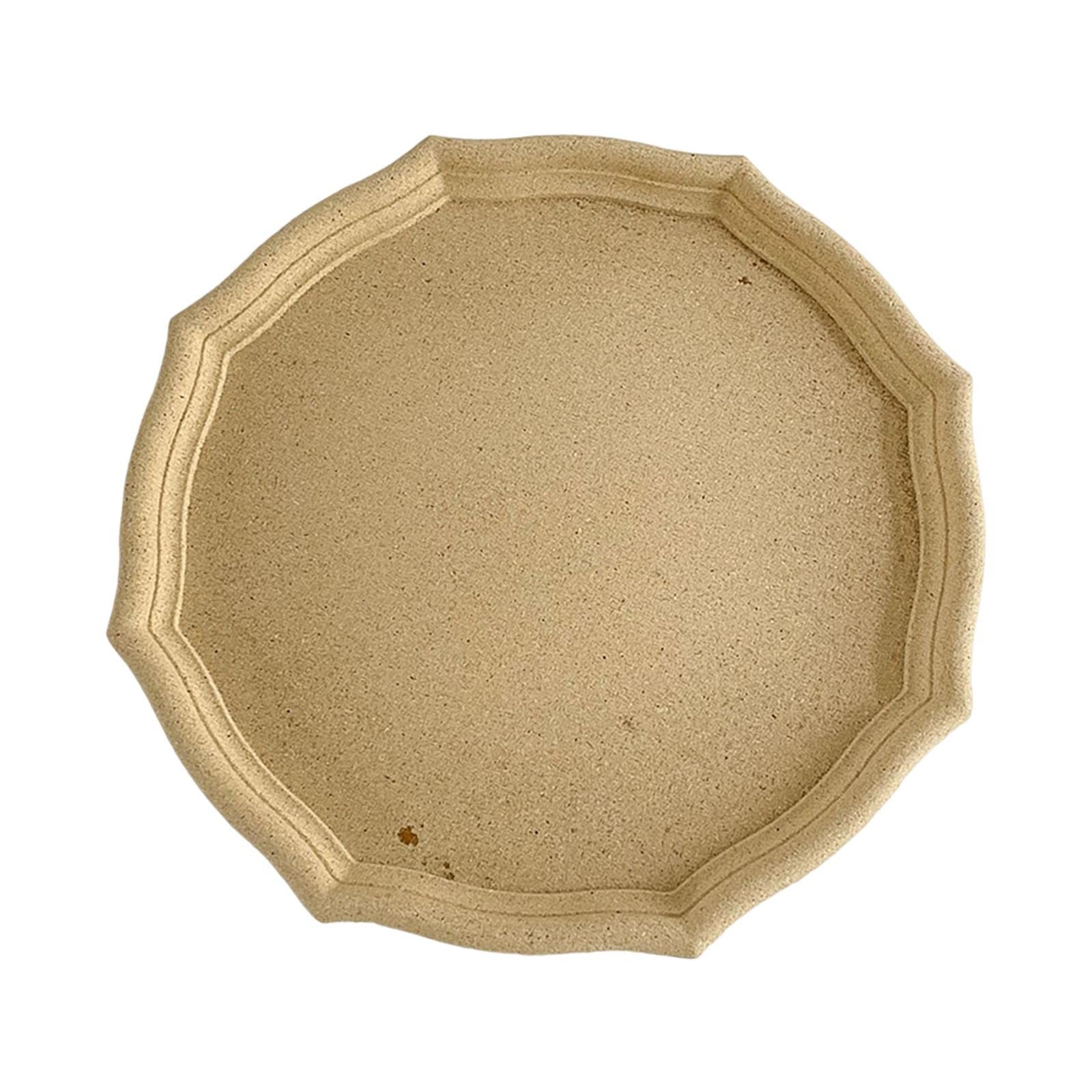 Merishopp Wooden Vanity Tray Display Perfume Jewelry Trinket Round Snack Serving Tray