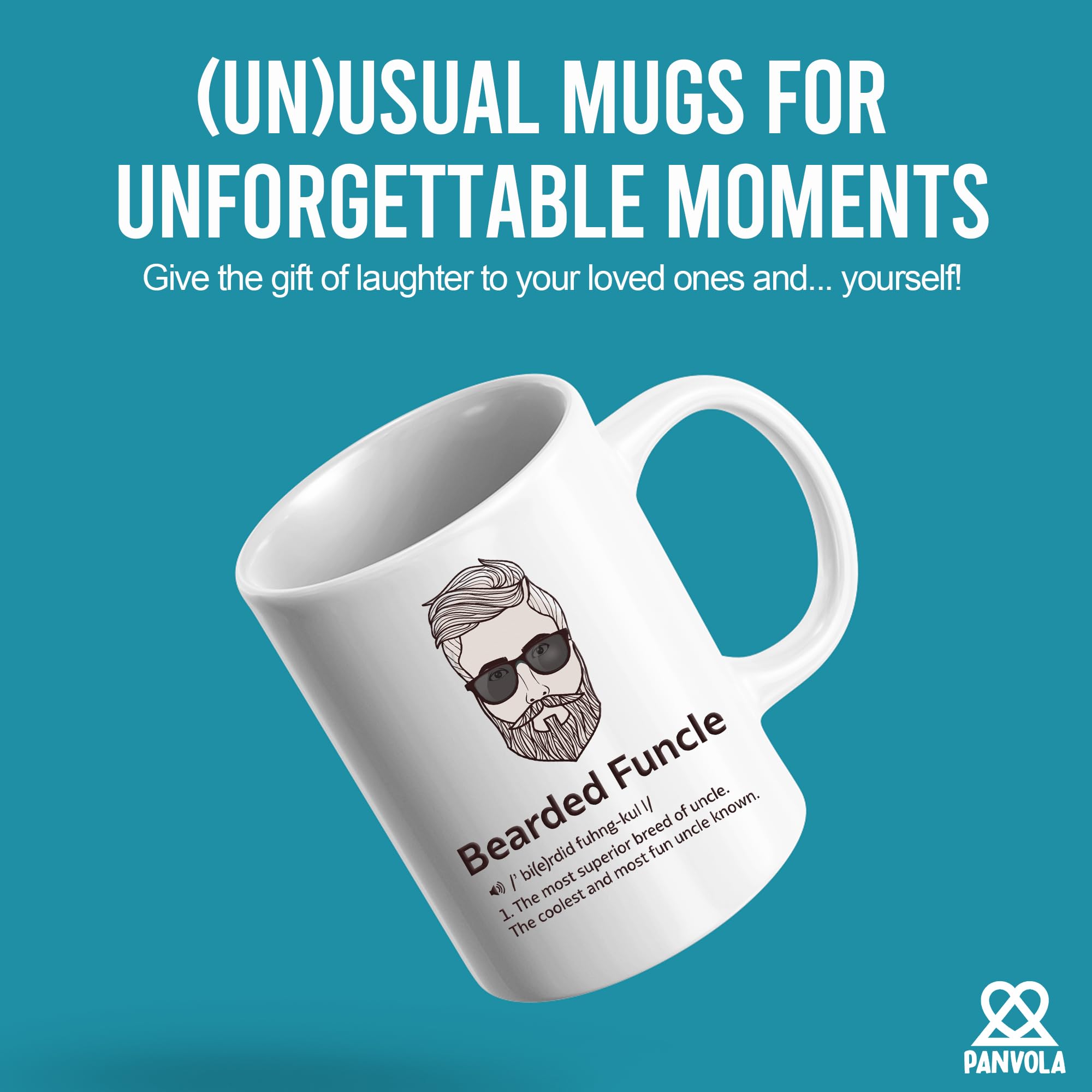 Panvola Bearded Funcle Definition Mug Uncle From Niece Nephew Brother Sister Father's Day Funny Ceramic Coffee Cup 11 oz White