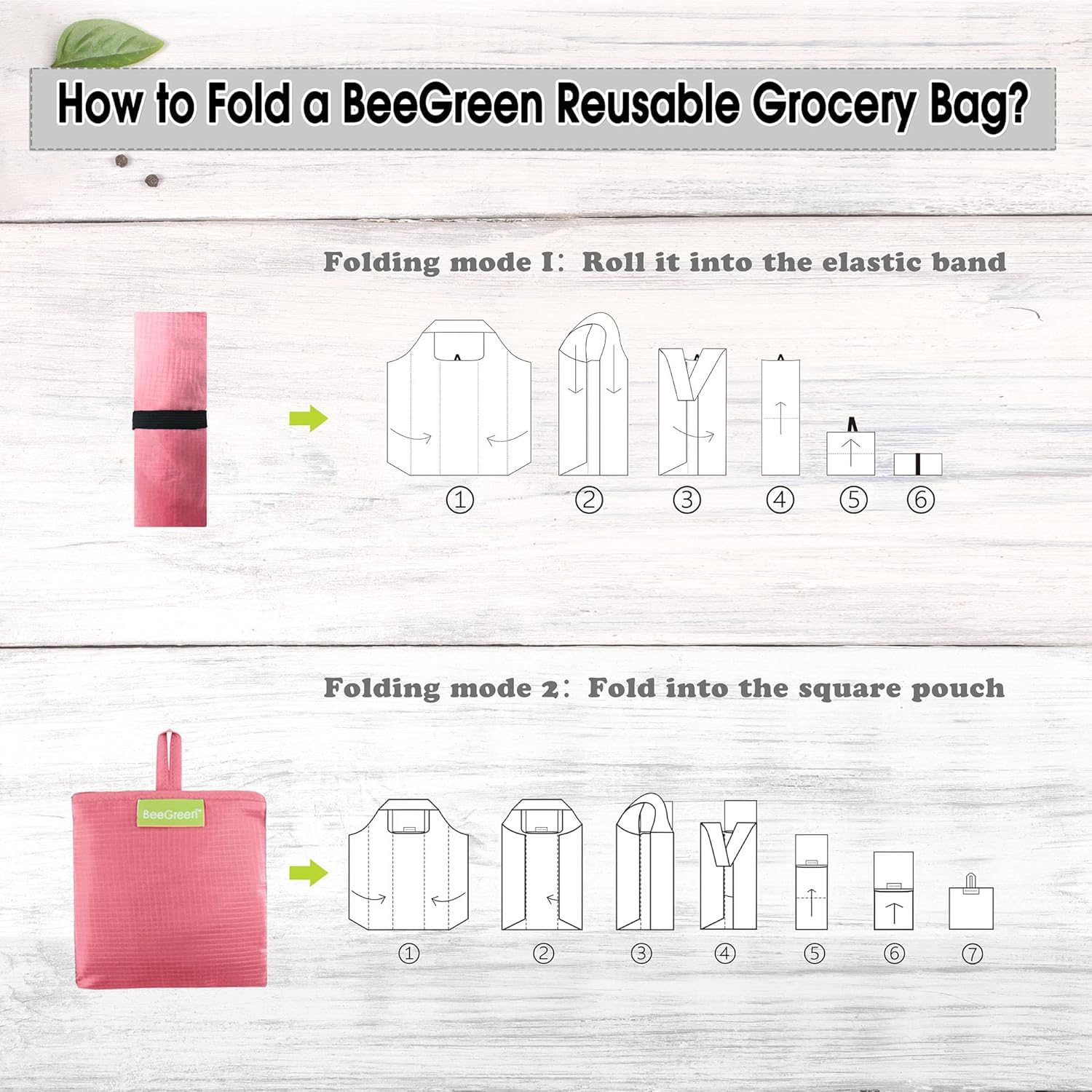 BeeGreen Pink Reusable Grocery Bags with Elastic Band Pink Reusable Shopping Bags Bulk 50LBS X-Large Foldable-Machine Washable-H