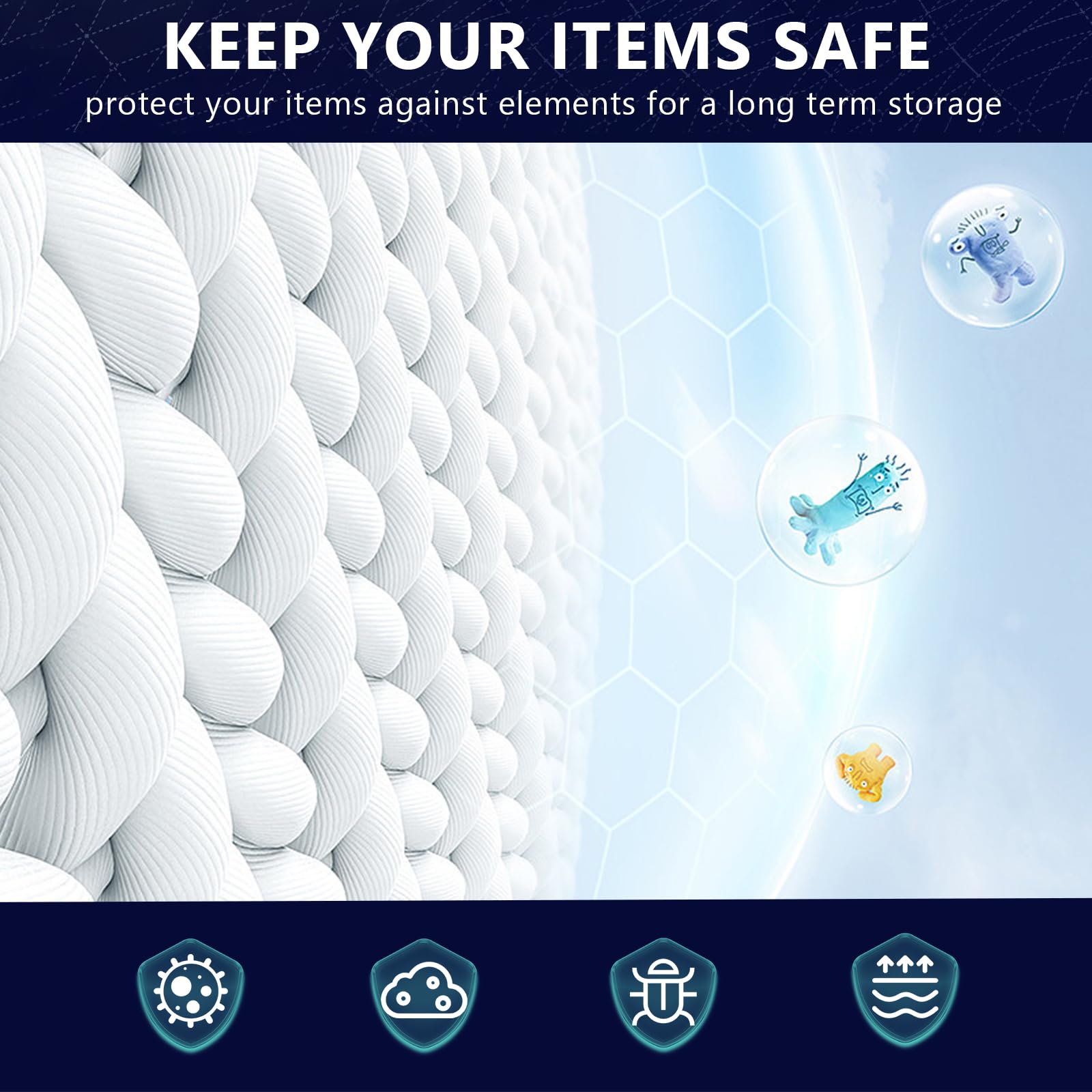 Bamcoo Vacuum Seal Bags For Clothing With Electric Pump, 15 Pack (3 Jumbo 3 Large 3 Medium 3 Small 3 Roll Up Vacuum Bags) Space