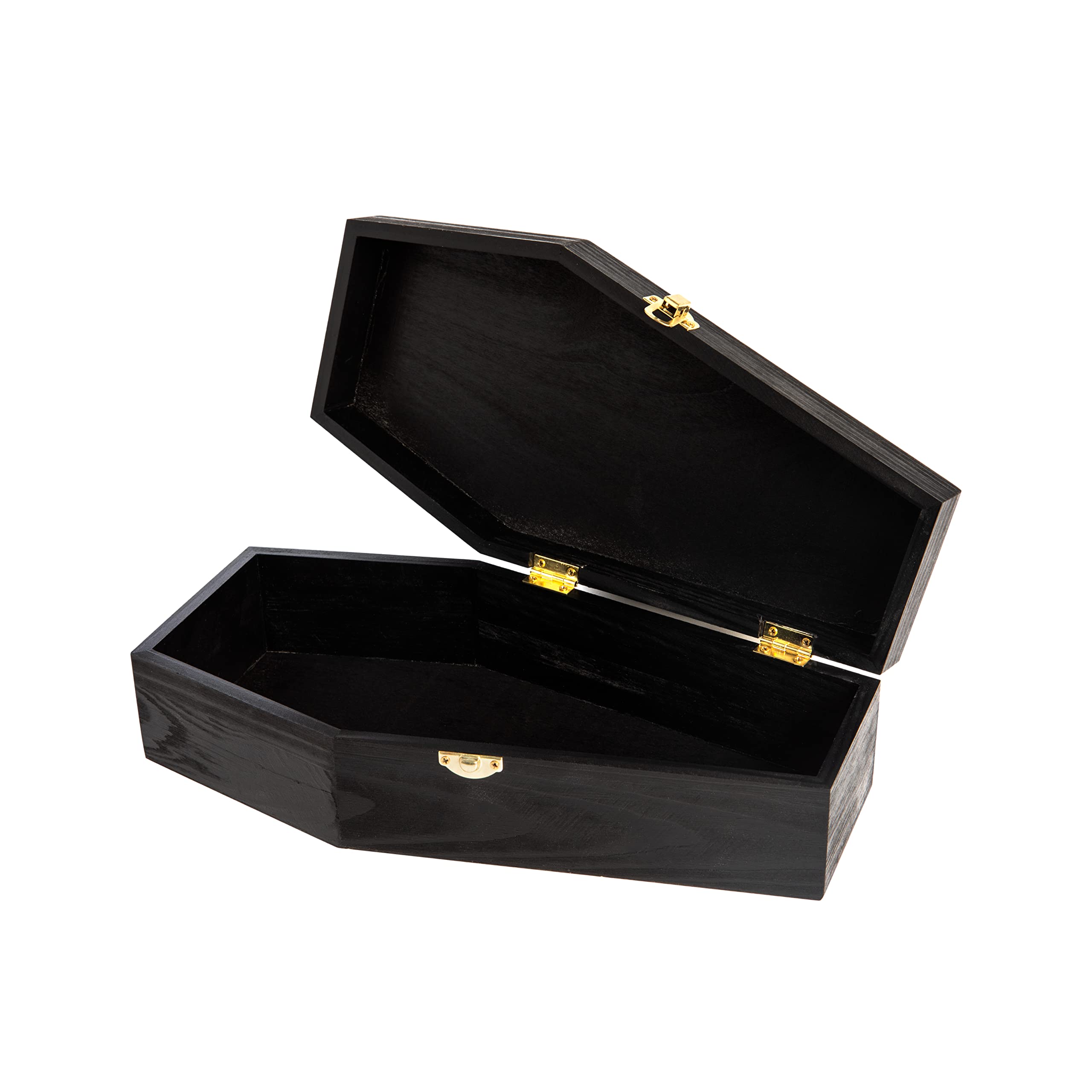 Creative Hobbies 12 Black Painted Wooden Coffin Box - Hinged Halloween Casket for D  cor, Party Favors, Goth Display, Doll or Pe