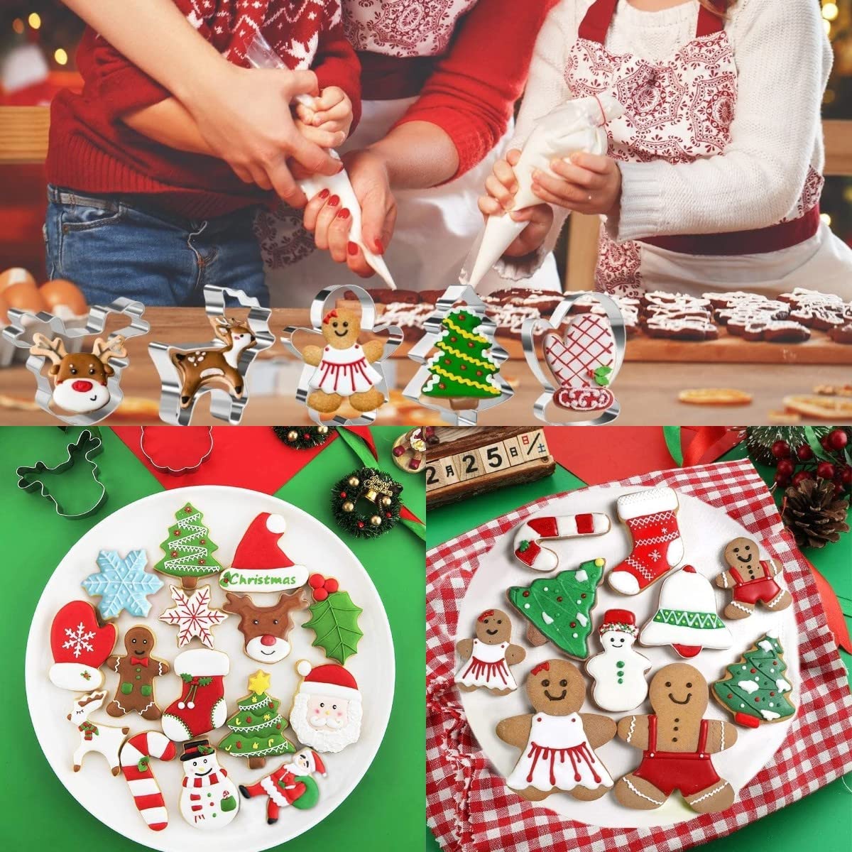 24Pcs Christmas Cookie Cutter Set, Stainless Steel Xmas Biscuit Cutter Mold, Diy Baking Pastry Tool Small Biscuit Mold, Snowman