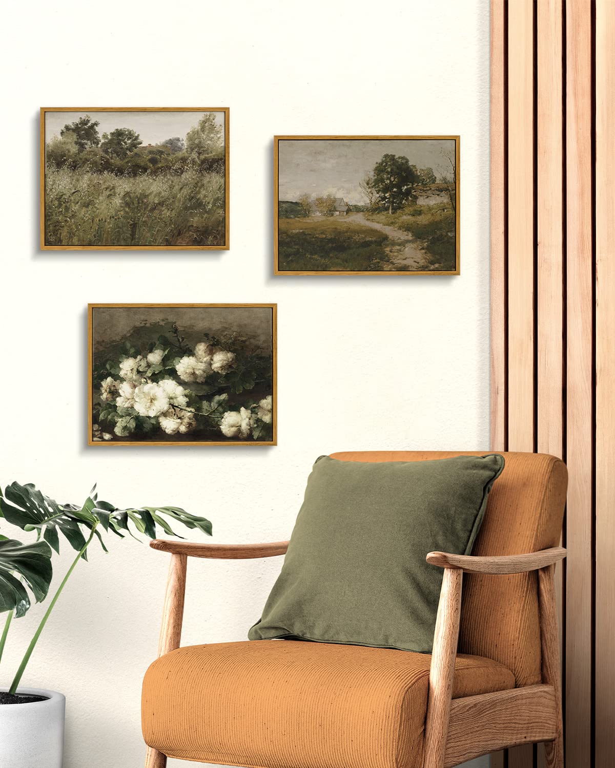 Insimsea Framed 12X16In Vintage Wall Art Decor, Canvas Wall Art For Living Room Bedroom Office Bathroom Decor, Vintage Flower Bo