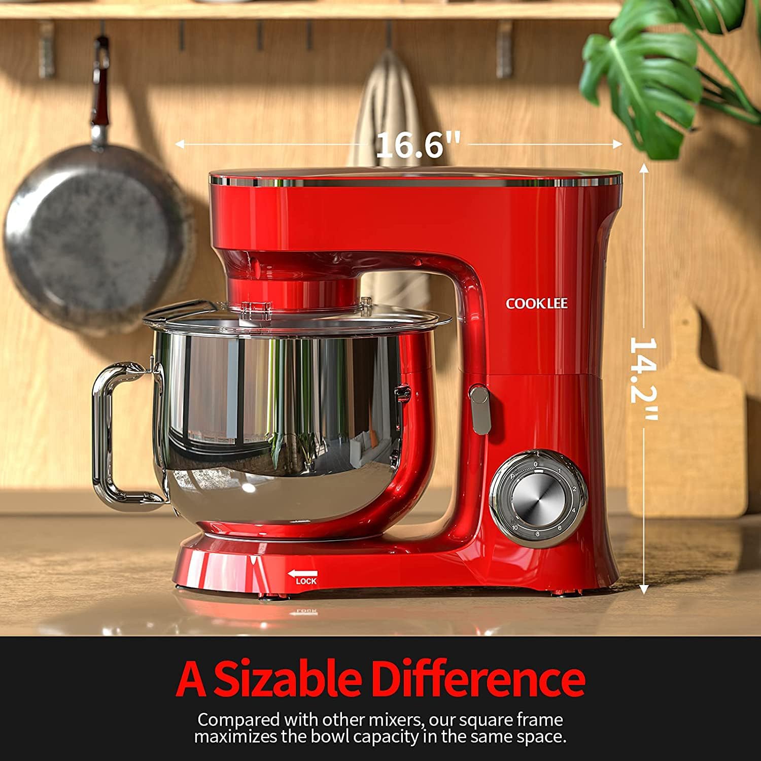 Cooklee Stand Mixer, 95 Qt 660W 10-Speed Electric Kitchen Mixer With Dishwasher-Safe Dough Hooks, Flat Beaters, Wire Whip  Pouri
