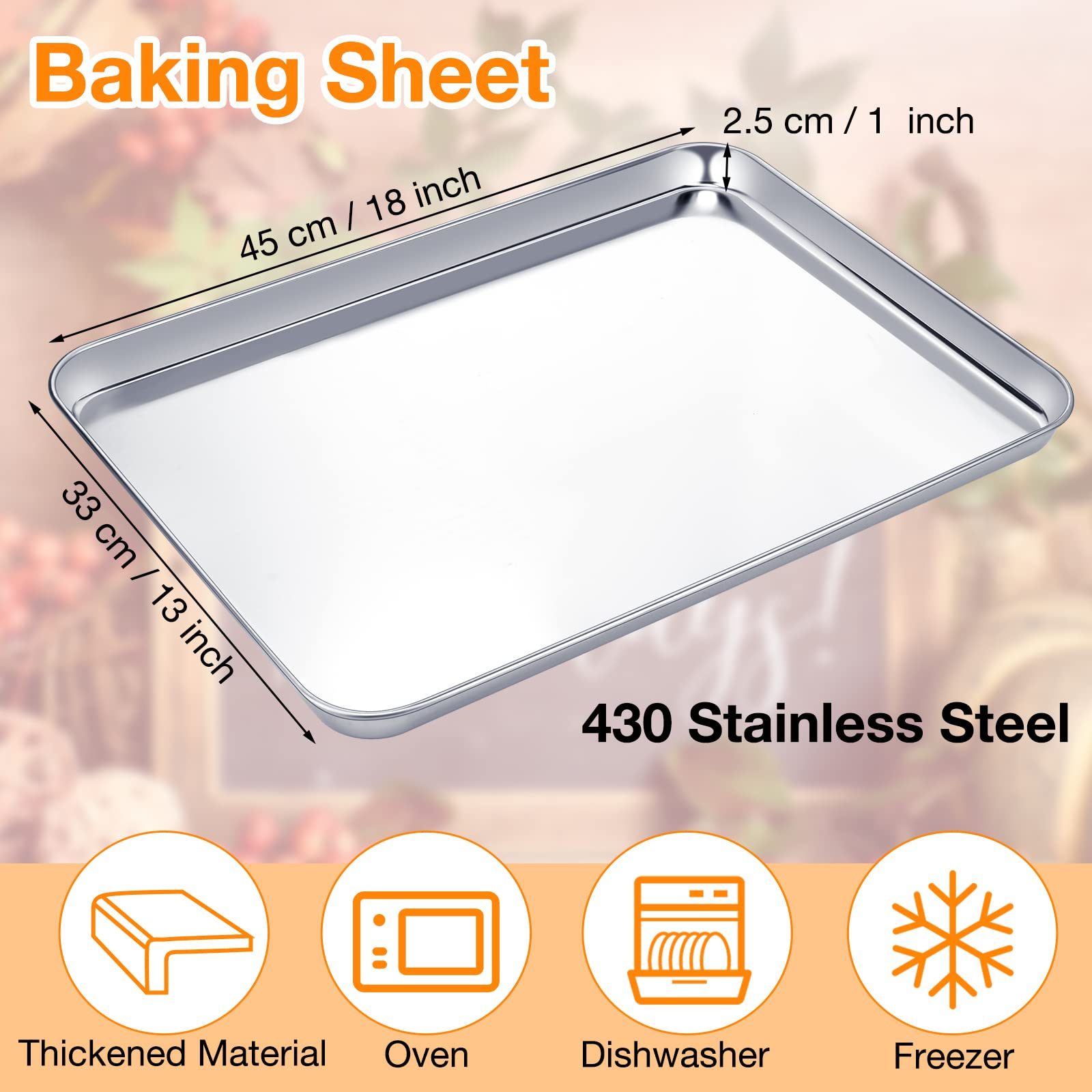 Mimorou 6 Pcs Baking Sheet Set Stainless Steel Cookie Sheet Cookie Baking Pan Bakeware Oven Tray Dishwasher Safe Baking Tray Com